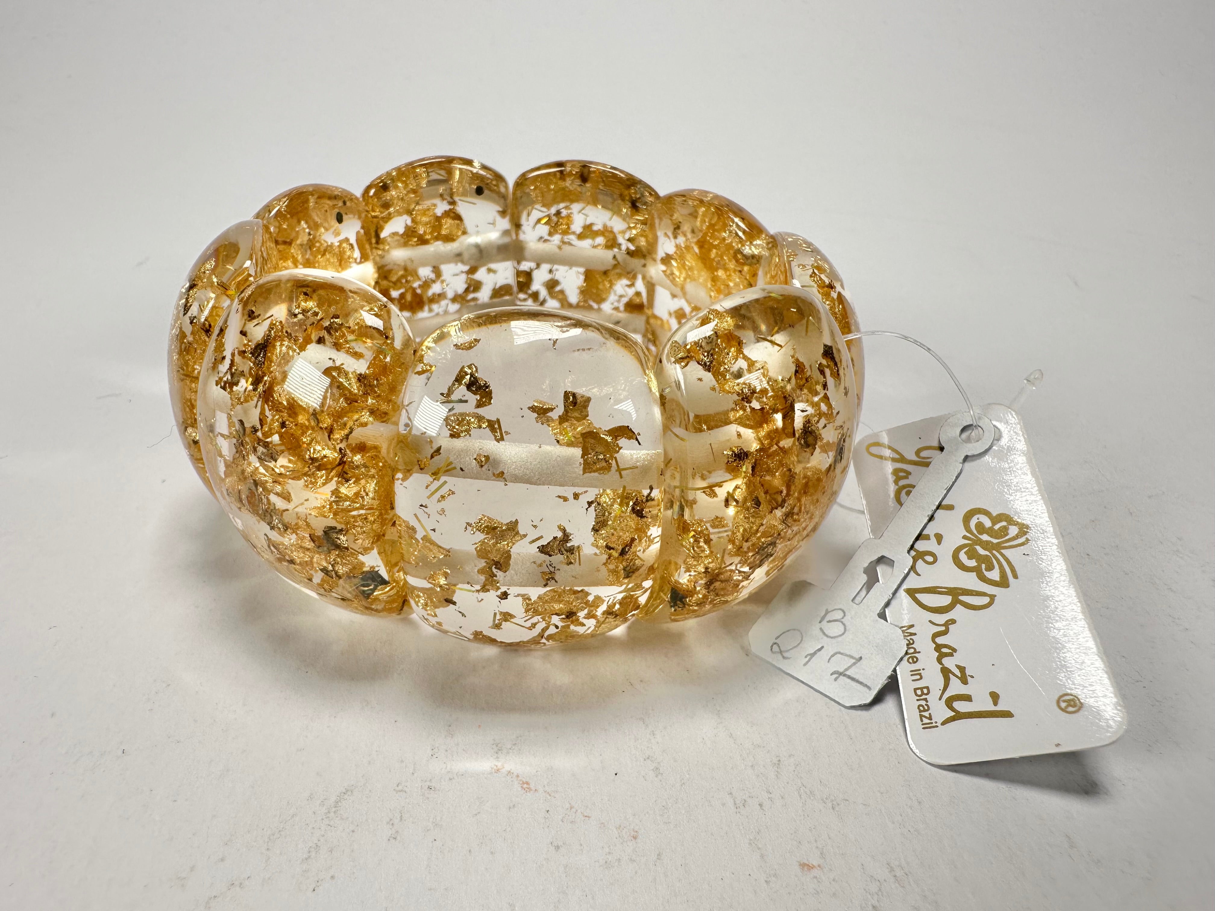 Jackie Brazil "Maria" Gold Flakes Elasticated Bracelet ( B0217 )
