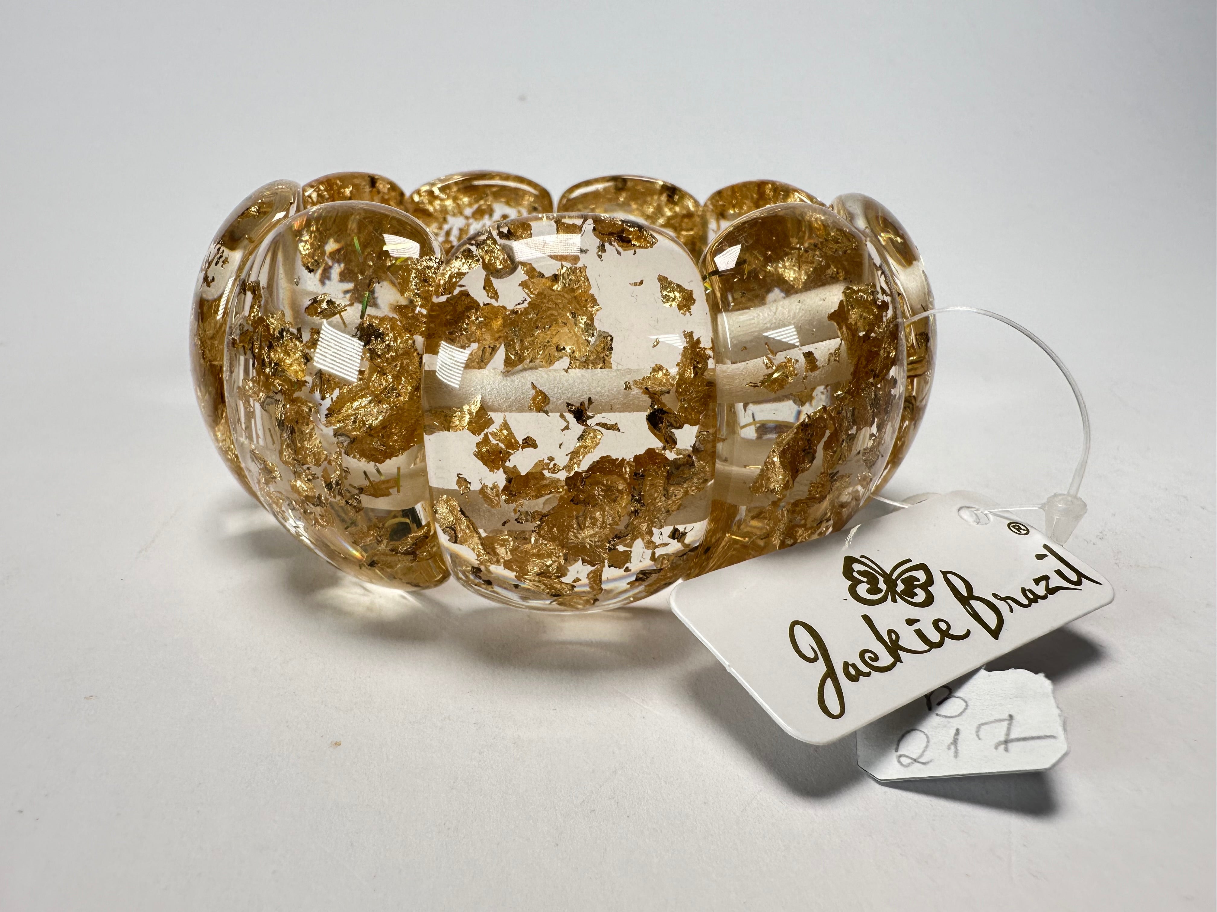 Jackie Brazil "Maria" Gold Flakes Elasticated Bracelet ( B0217 )