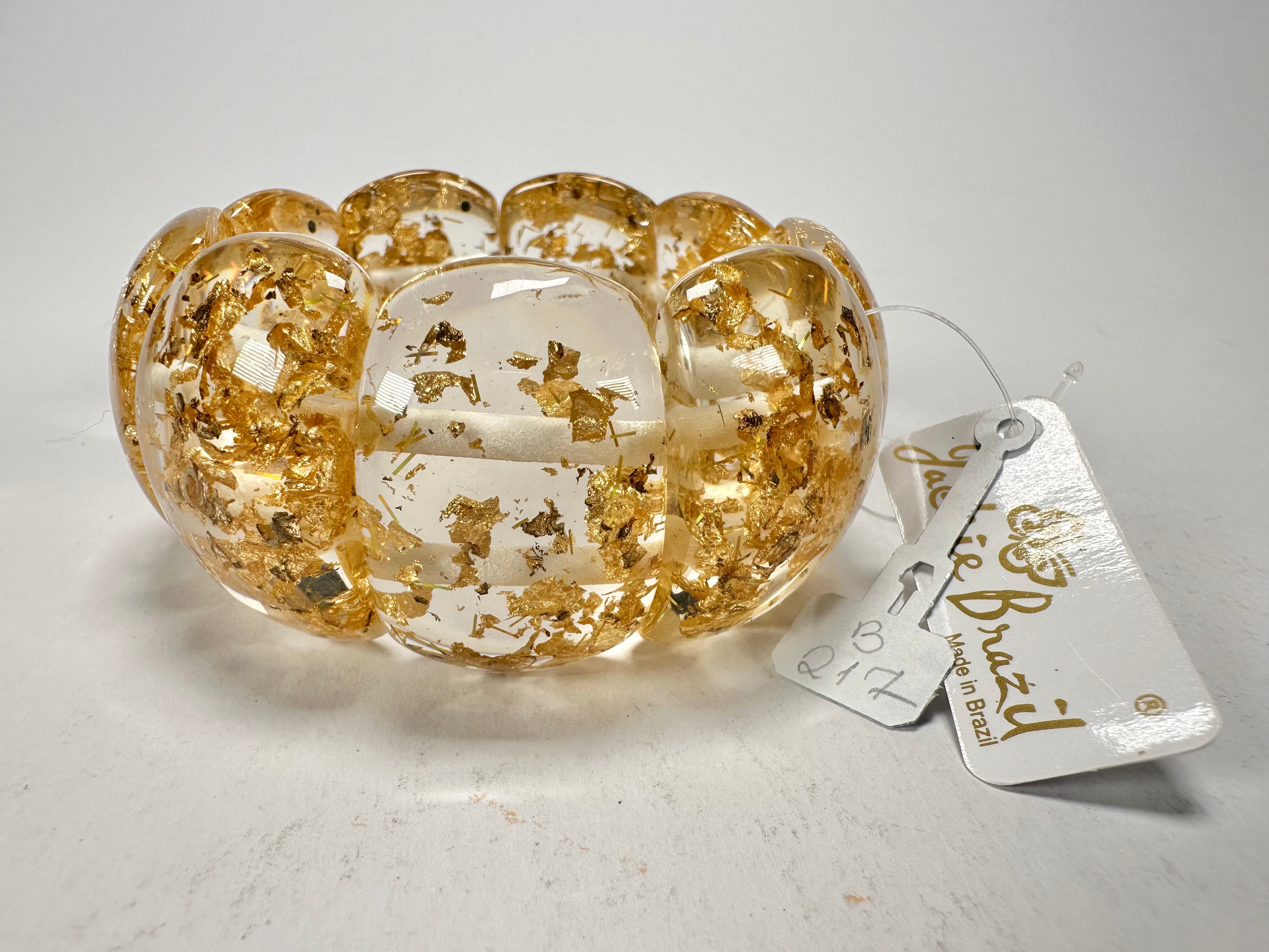 Jackie Brazil "Maria" Gold Flakes Elasticated Bracelet ( B0217 )