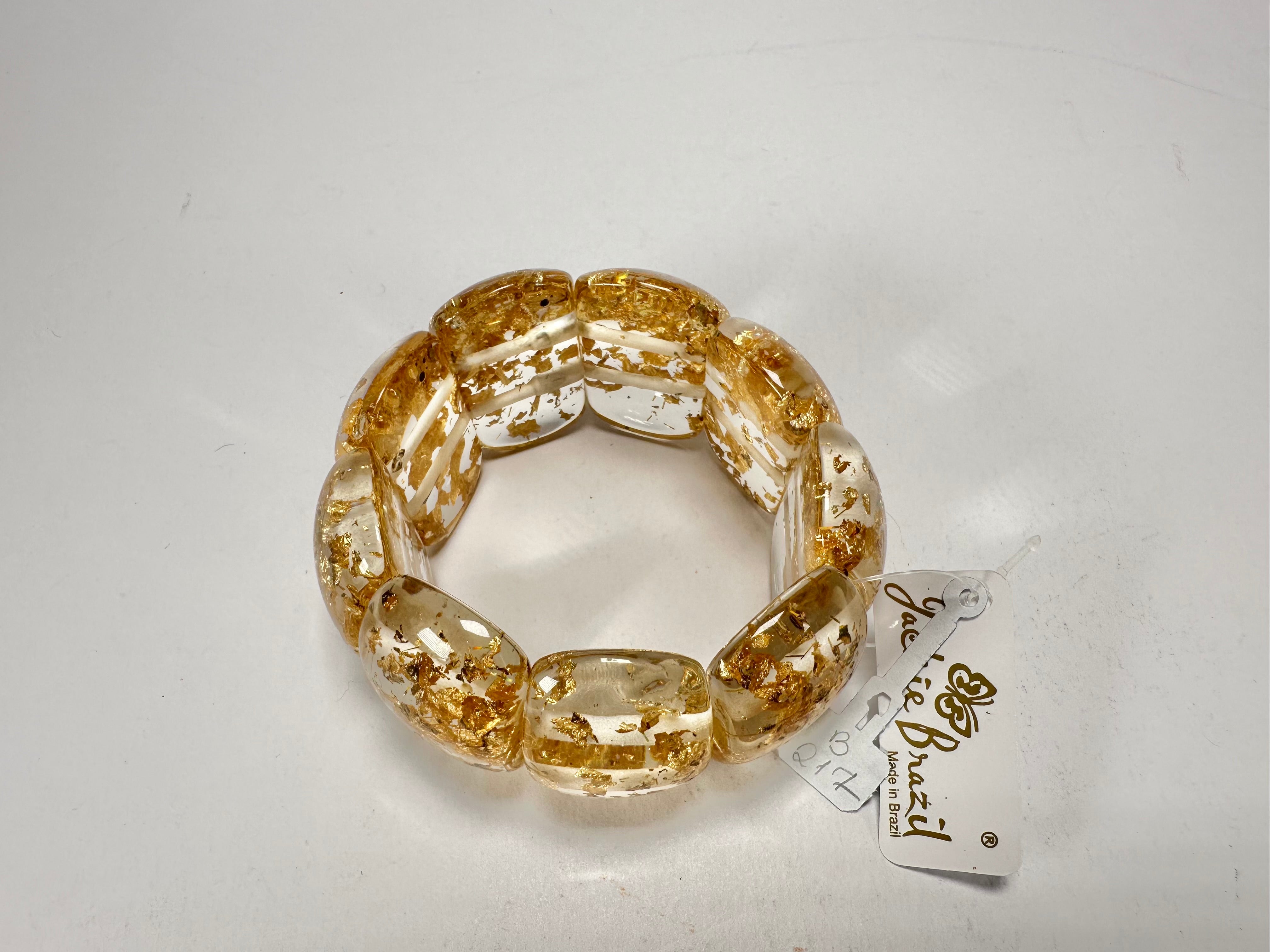 Jackie Brazil "Maria" Gold Flakes Elasticated Bracelet ( B0217 )