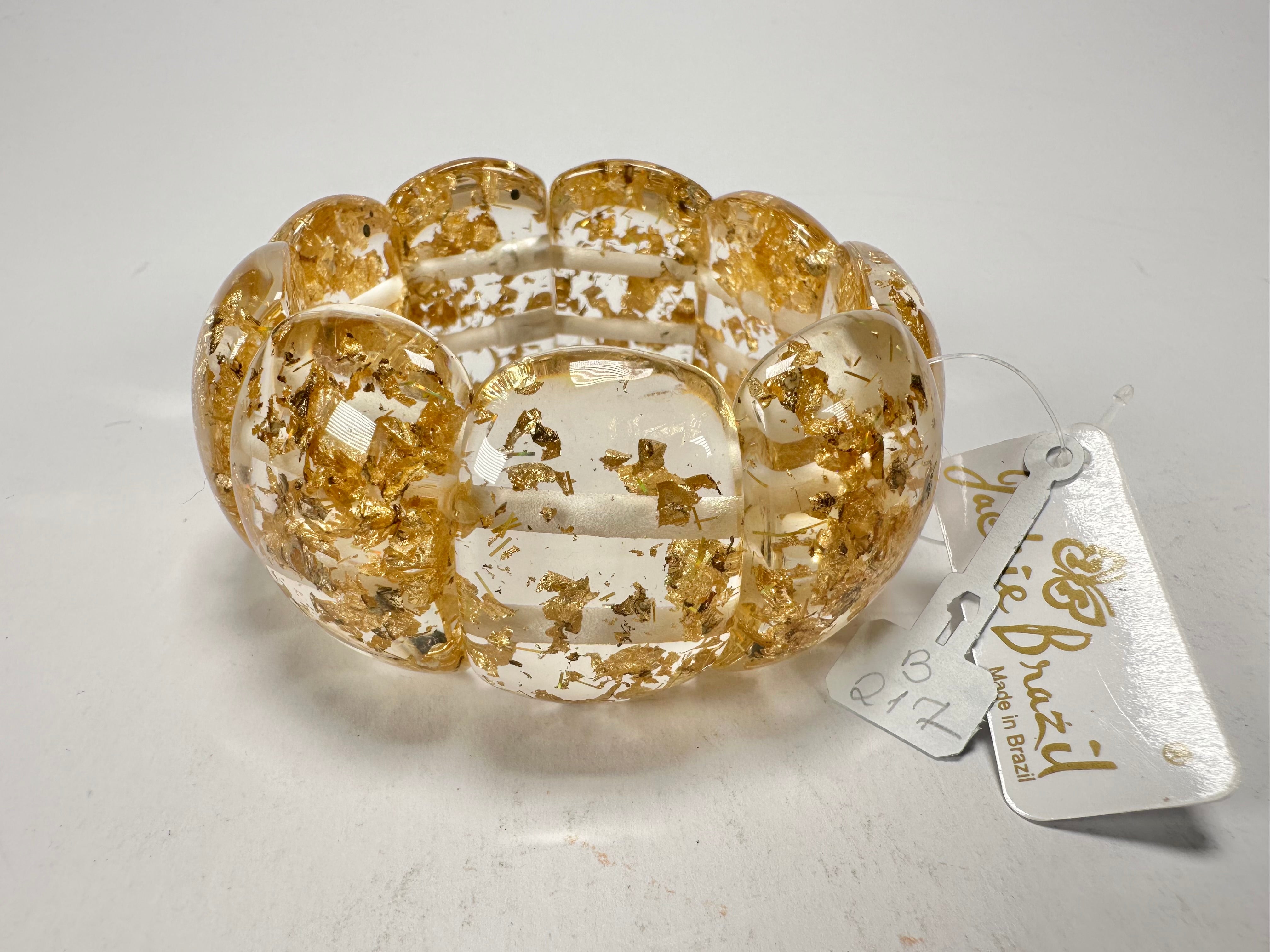 Jackie Brazil "Maria" Gold Flakes Elasticated Bracelet ( B0217 )