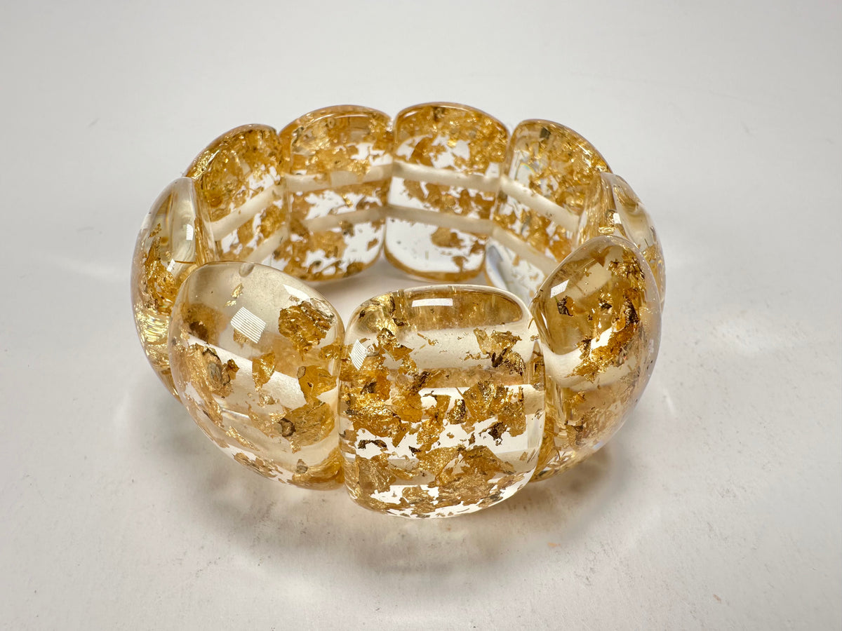 Jackie Brazil "Maria" Gold Flakes Elasticated Bracelet ( B0217 )