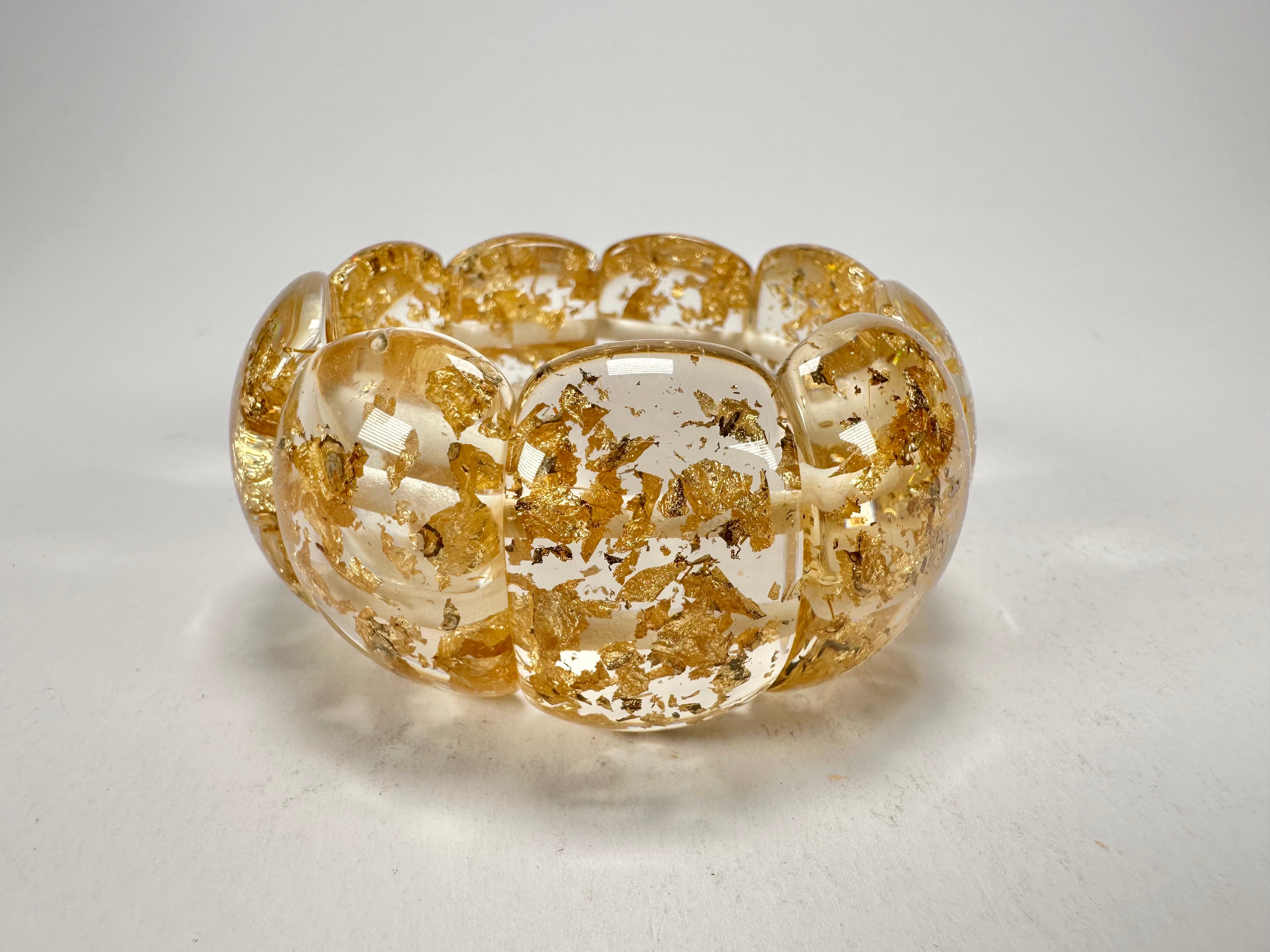 Jackie Brazil "Maria" Gold Flakes Elasticated Bracelet ( B0217 )