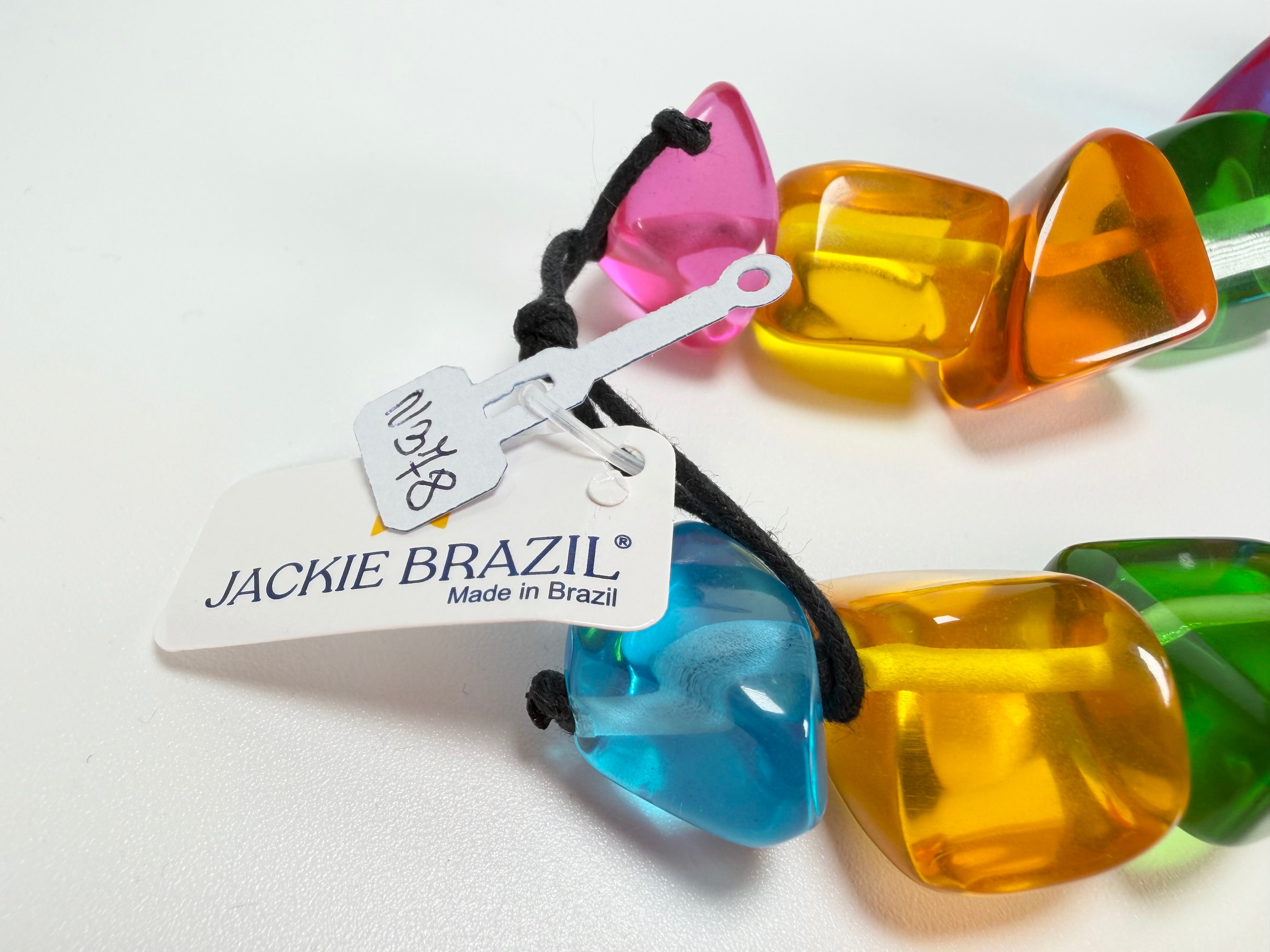Jackie Brazil "Natural" Transparent Carnaval Mix Large Stones 55cm Resin Necklace ( N0378 )