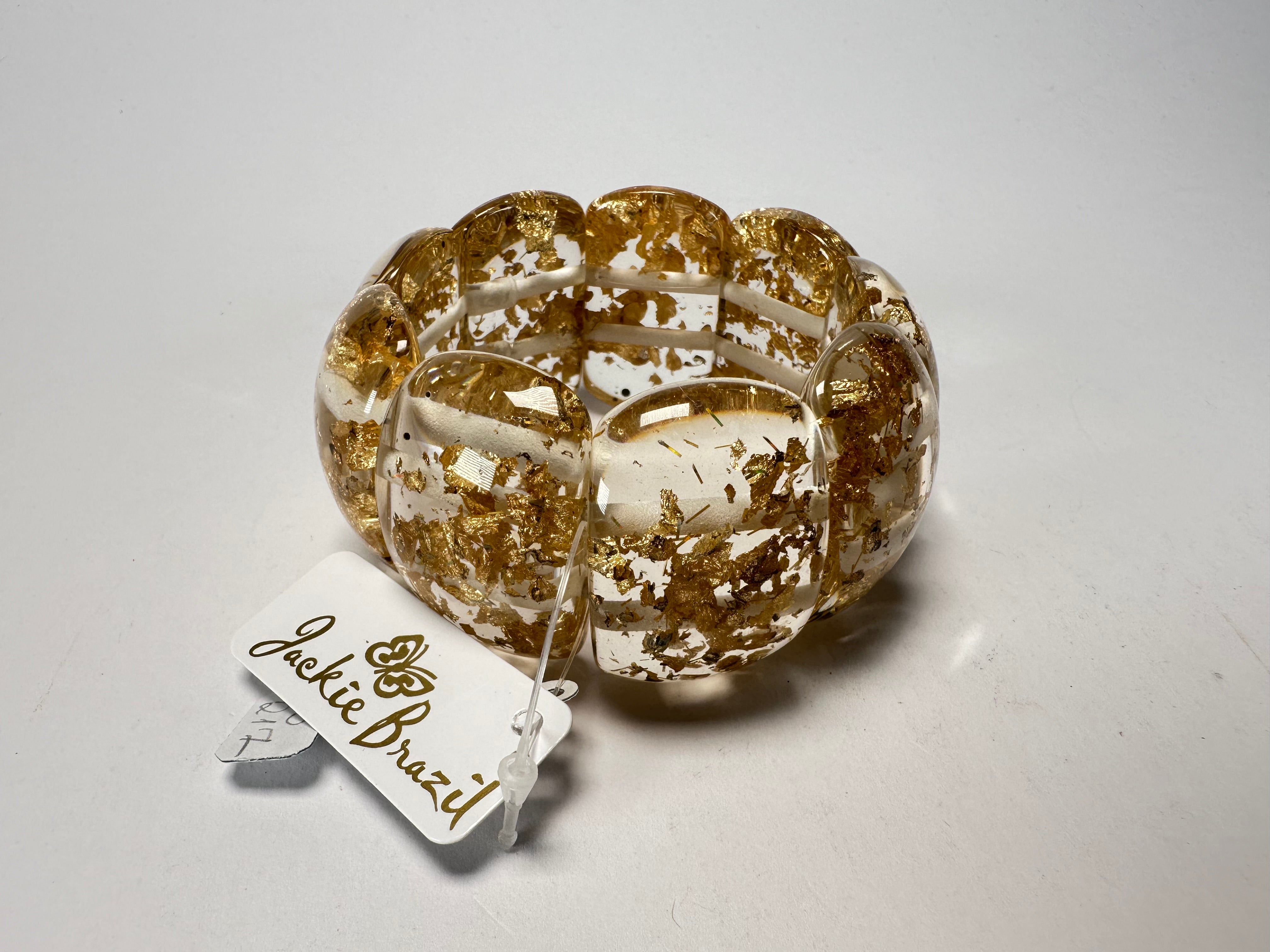 Jackie Brazil "Maria" Gold Flakes Elasticated Bracelet ( B0217 )