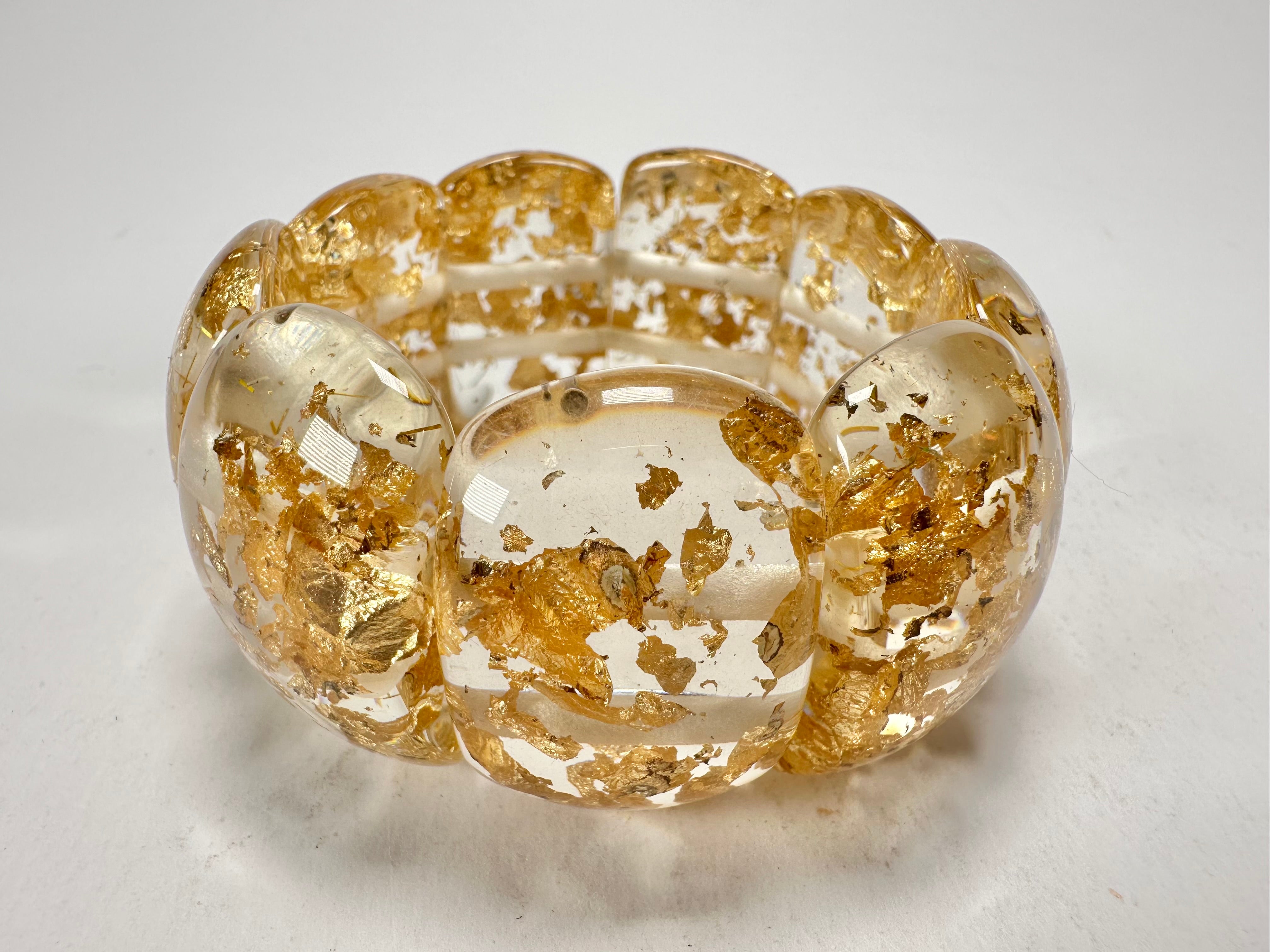 Jackie Brazil "Maria" Gold Flakes Elasticated Bracelet ( B0217 )