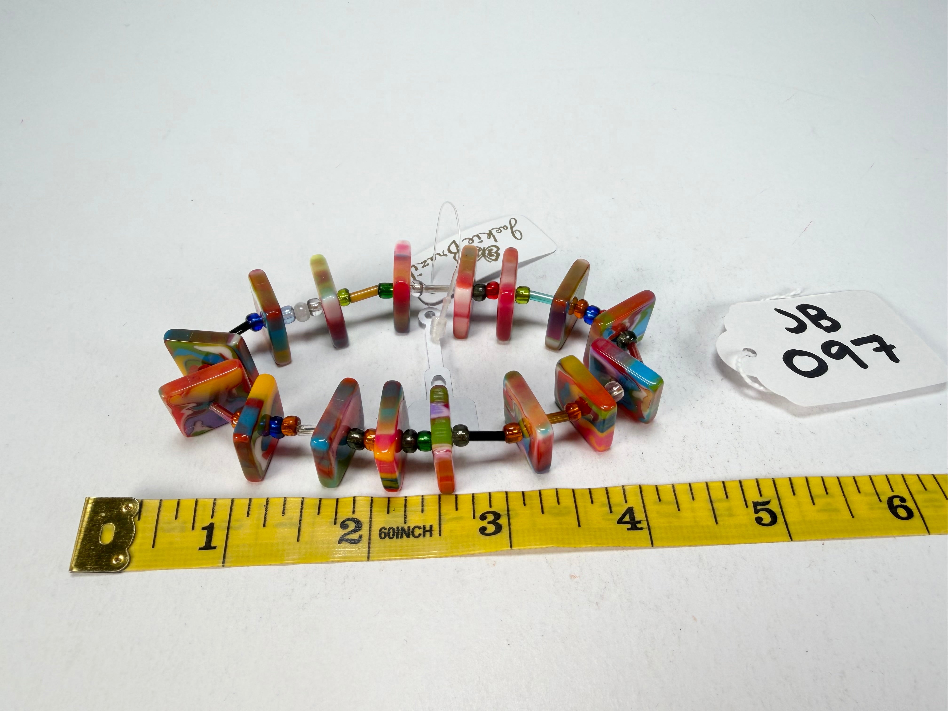 Jackie Brazil "Africa" Kandinsky Liquorice Squares & Beads Resin Bracelet ( B0189 )