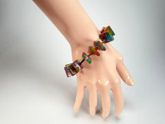 Jackie Brazil "Africa" Kandinsky Liquorice Squares & Beads Resin Bracelet ( B0189 )