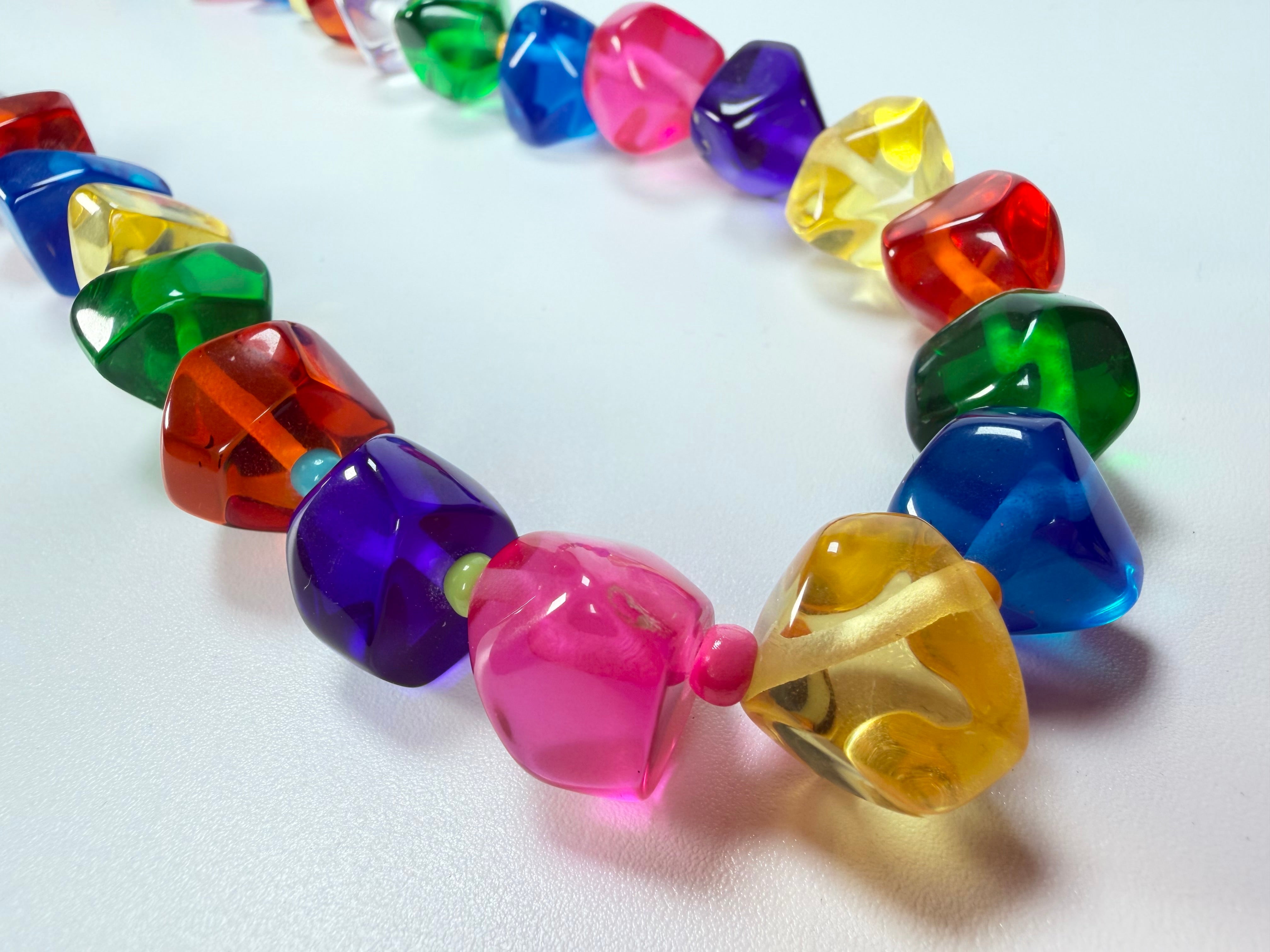 Jackie Brazil "Camille" Transparent Carnaval Mix Small Stones 110cm Necklace ( N0078 )