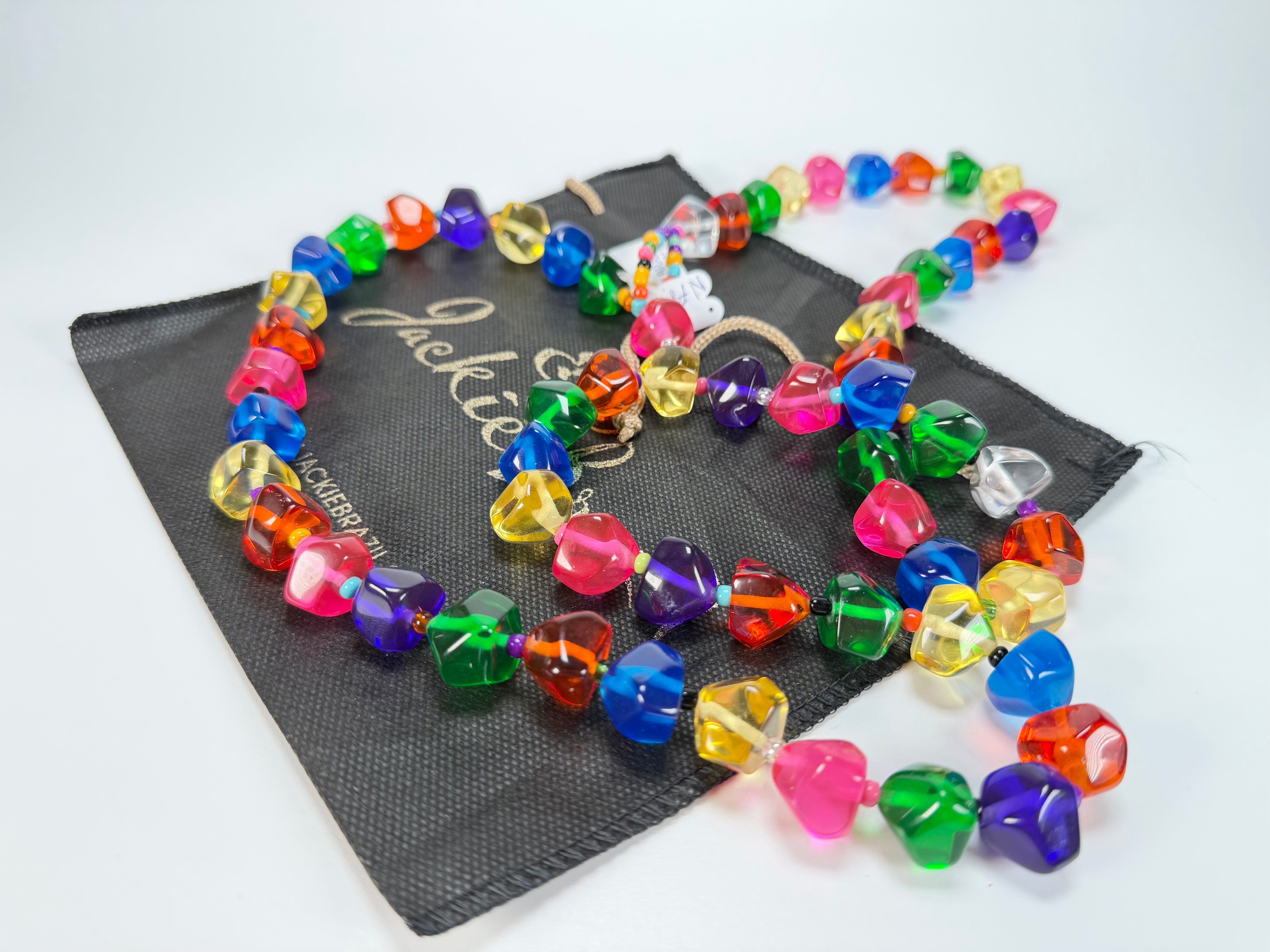 Jackie Brazil "Camille" Transparent Carnaval Mix Small Stones 110cm Necklace ( N0078 )