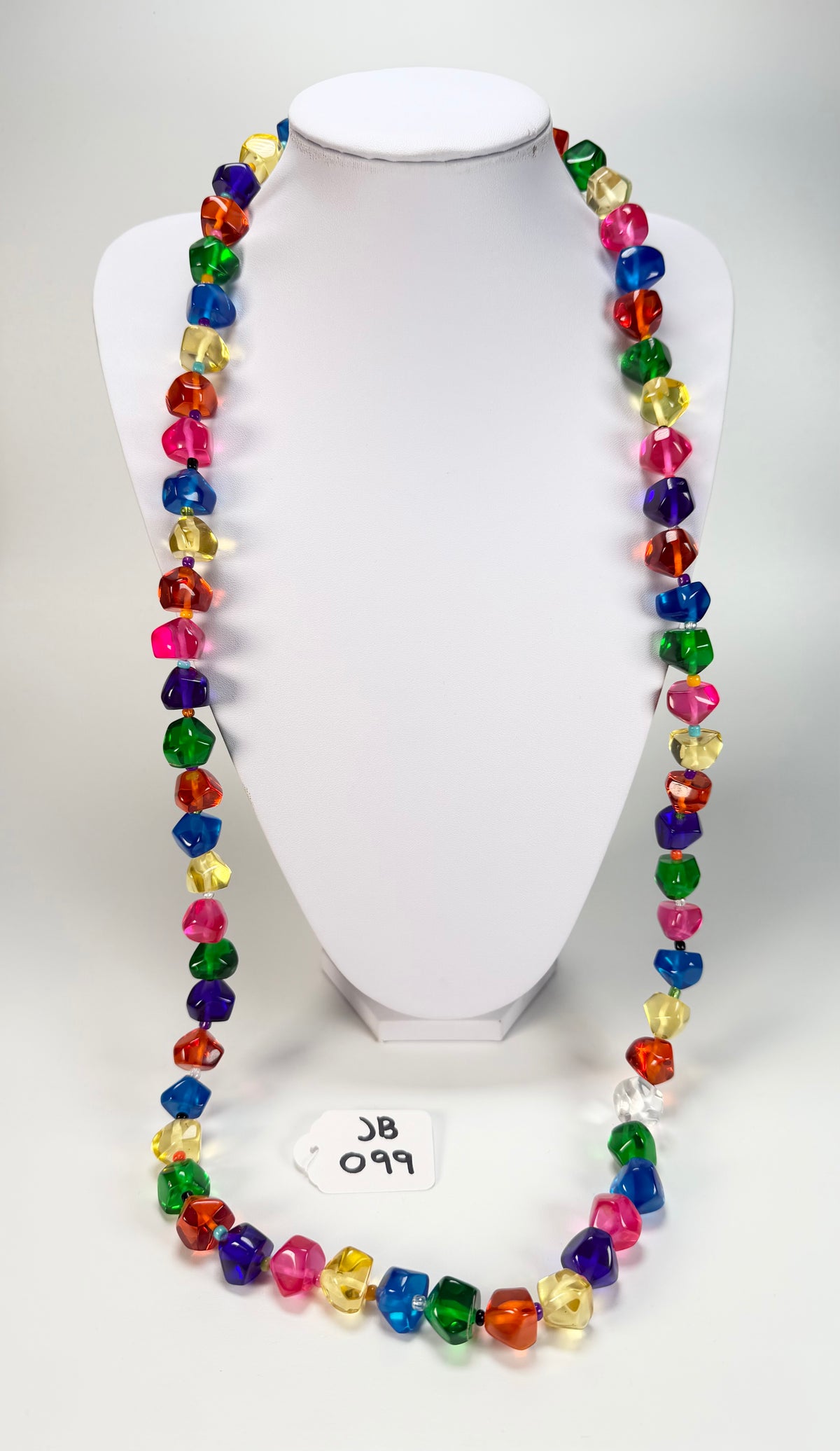 Jackie Brazil "Camille" Transparent Carnaval Mix Small Stones 110cm Necklace ( N0078 )