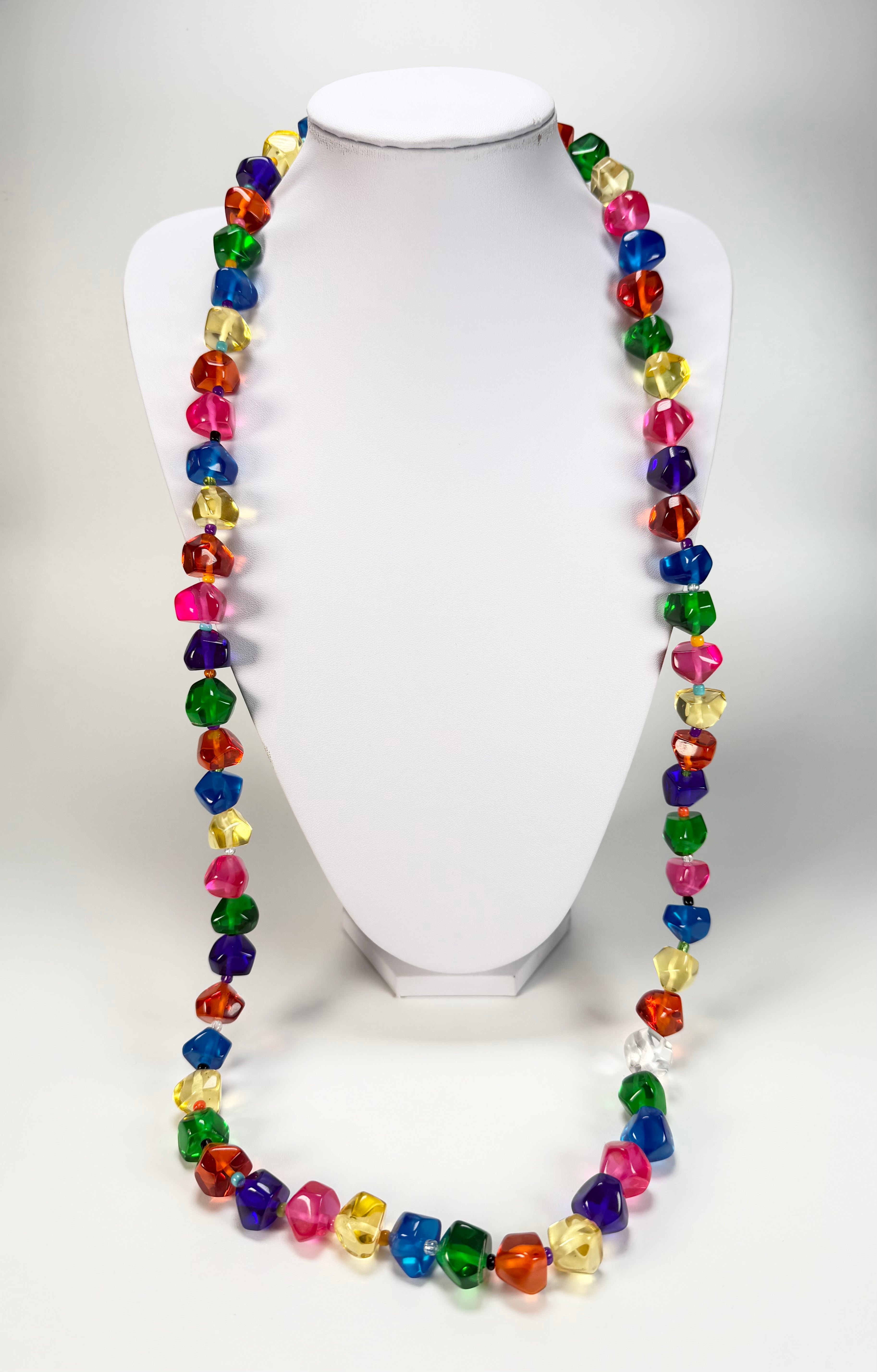 Jackie Brazil "Camille" Transparent Carnaval Mix Small Stones 110cm Necklace ( N0078 )