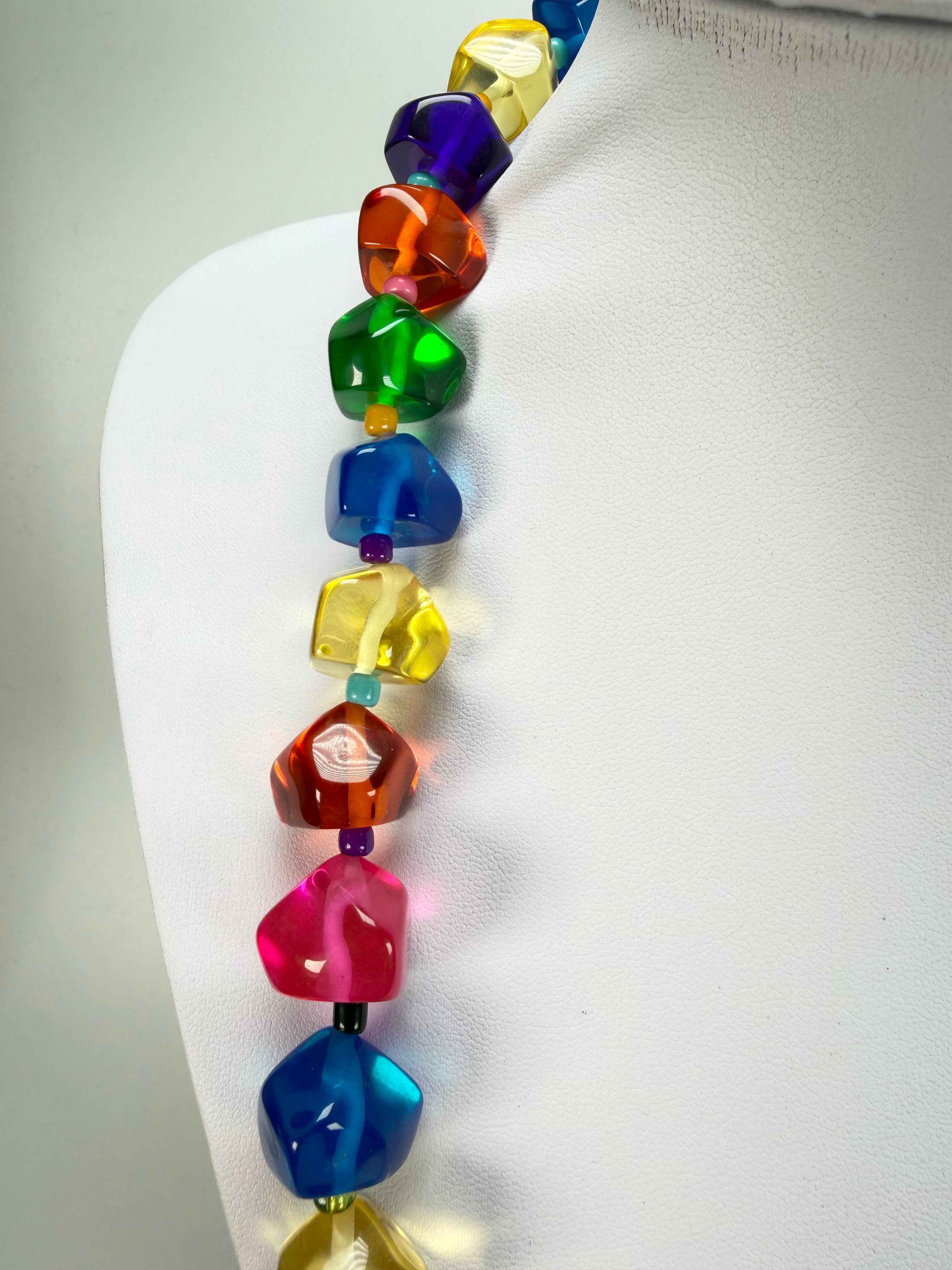Jackie Brazil "Camille" Transparent Carnaval Mix Small Stones 110cm Necklace ( N0078 )