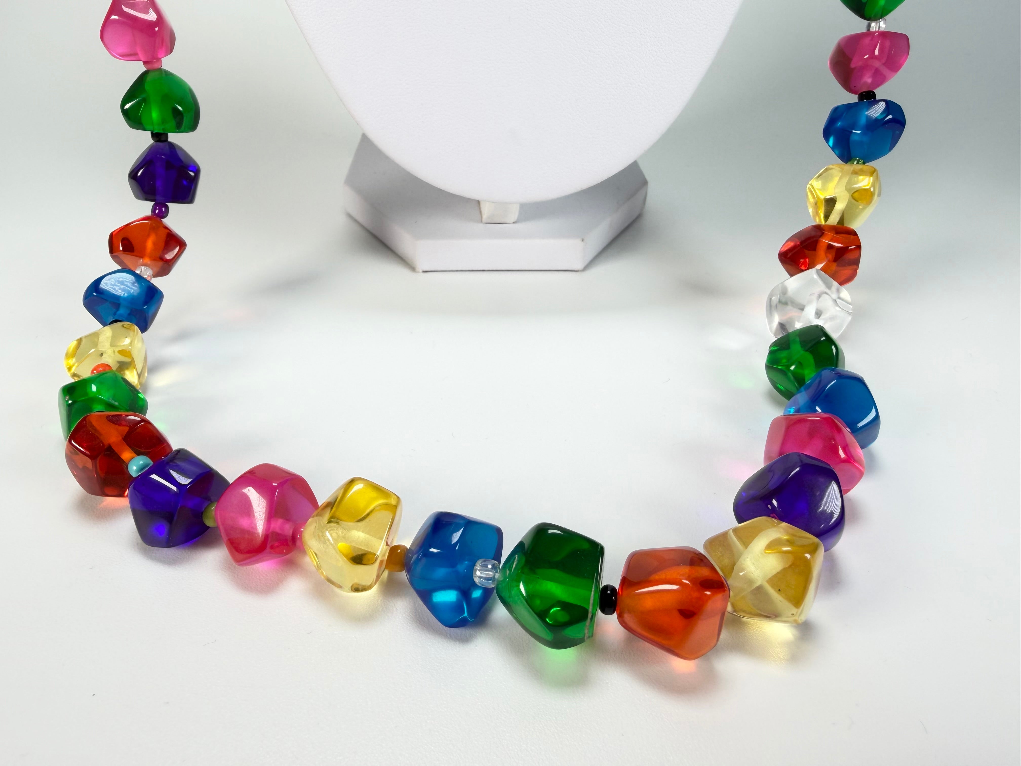 Jackie Brazil "Camille" Transparent Carnaval Mix Small Stones 110cm Necklace ( N0078 )