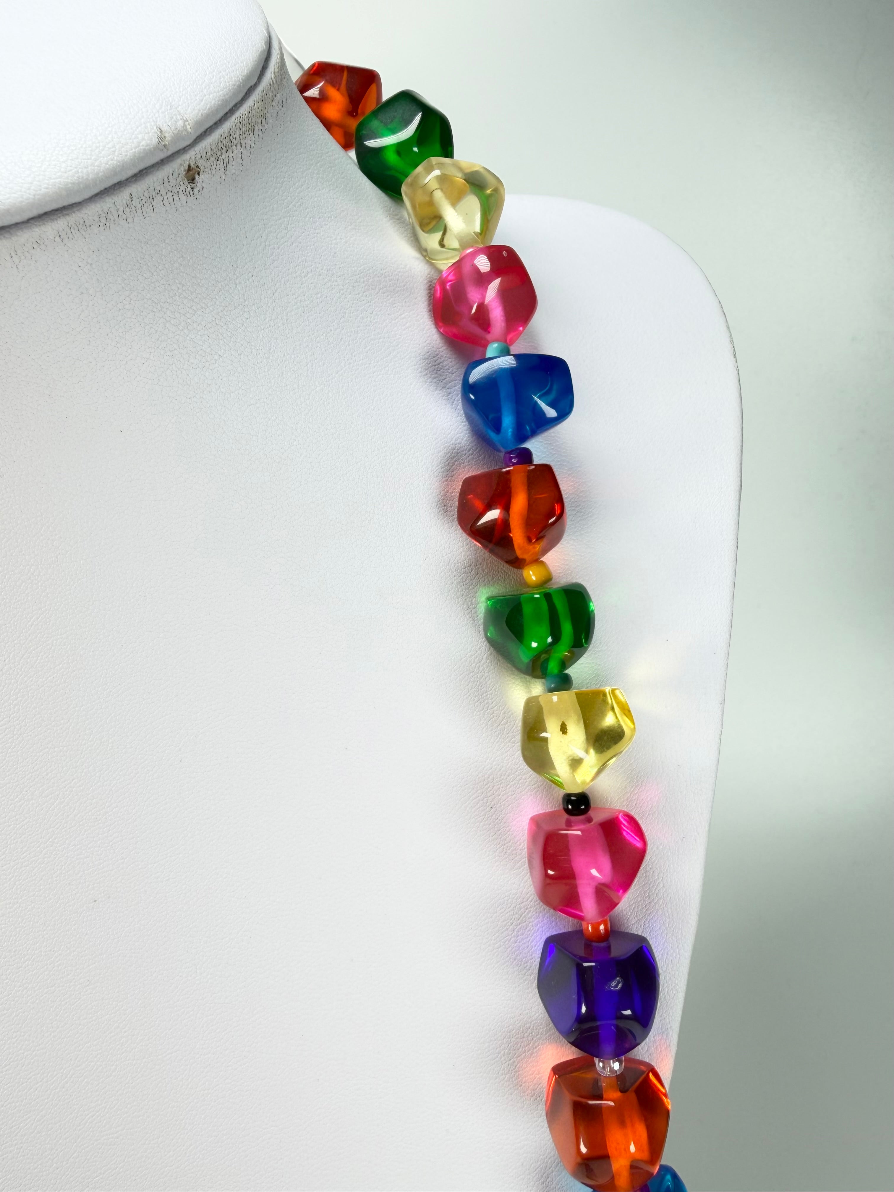 Jackie Brazil "Camille" Transparent Carnaval Mix Small Stones 110cm Necklace ( N0078 )
