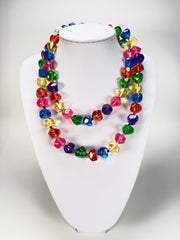 Jackie Brazil "Camille" Transparent Carnaval Mix Small Stones 110cm Necklace ( N0078 )