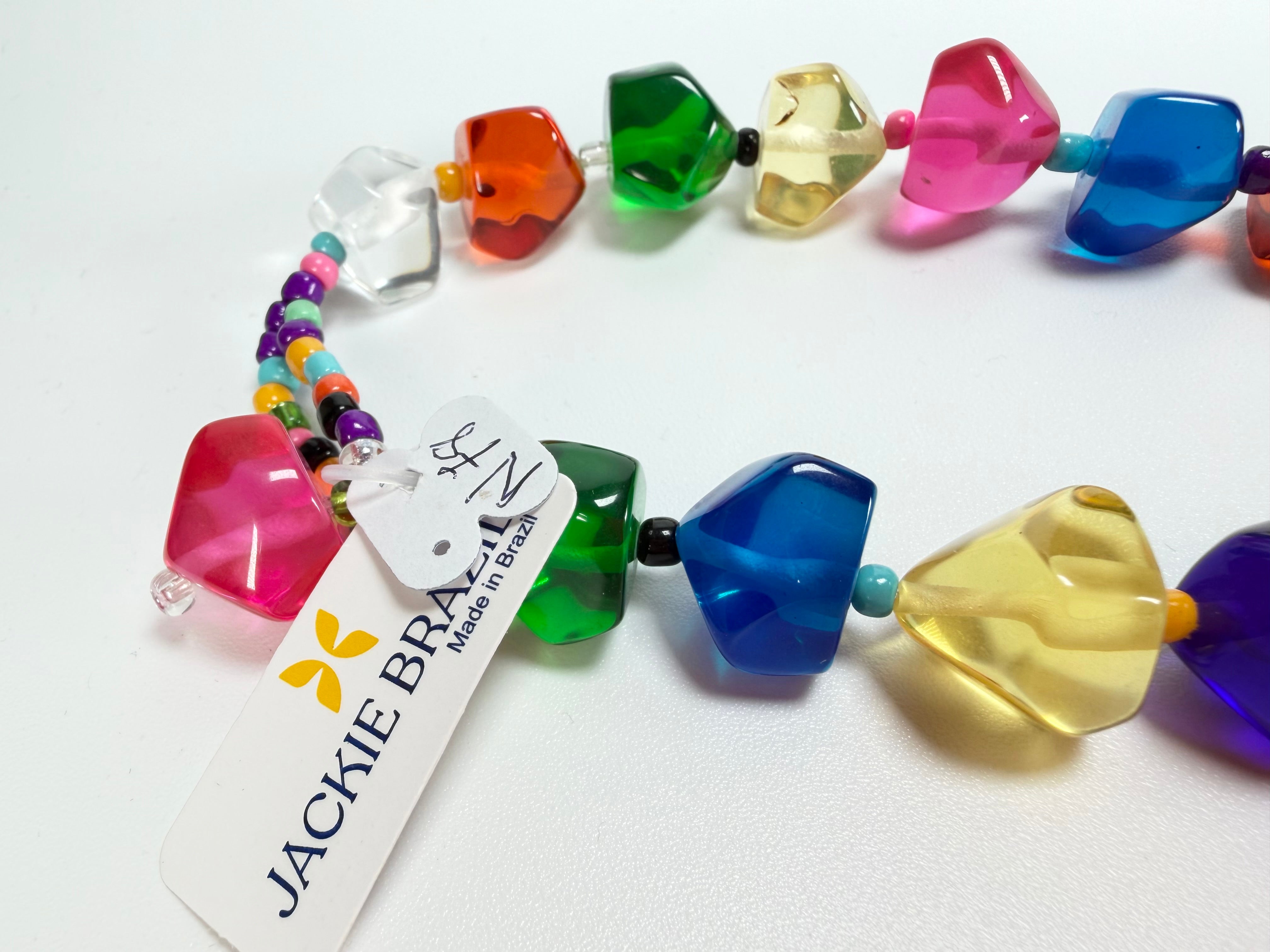 Jackie Brazil "Camille" Transparent Carnaval Mix Small Stones 110cm Necklace ( N0078 )