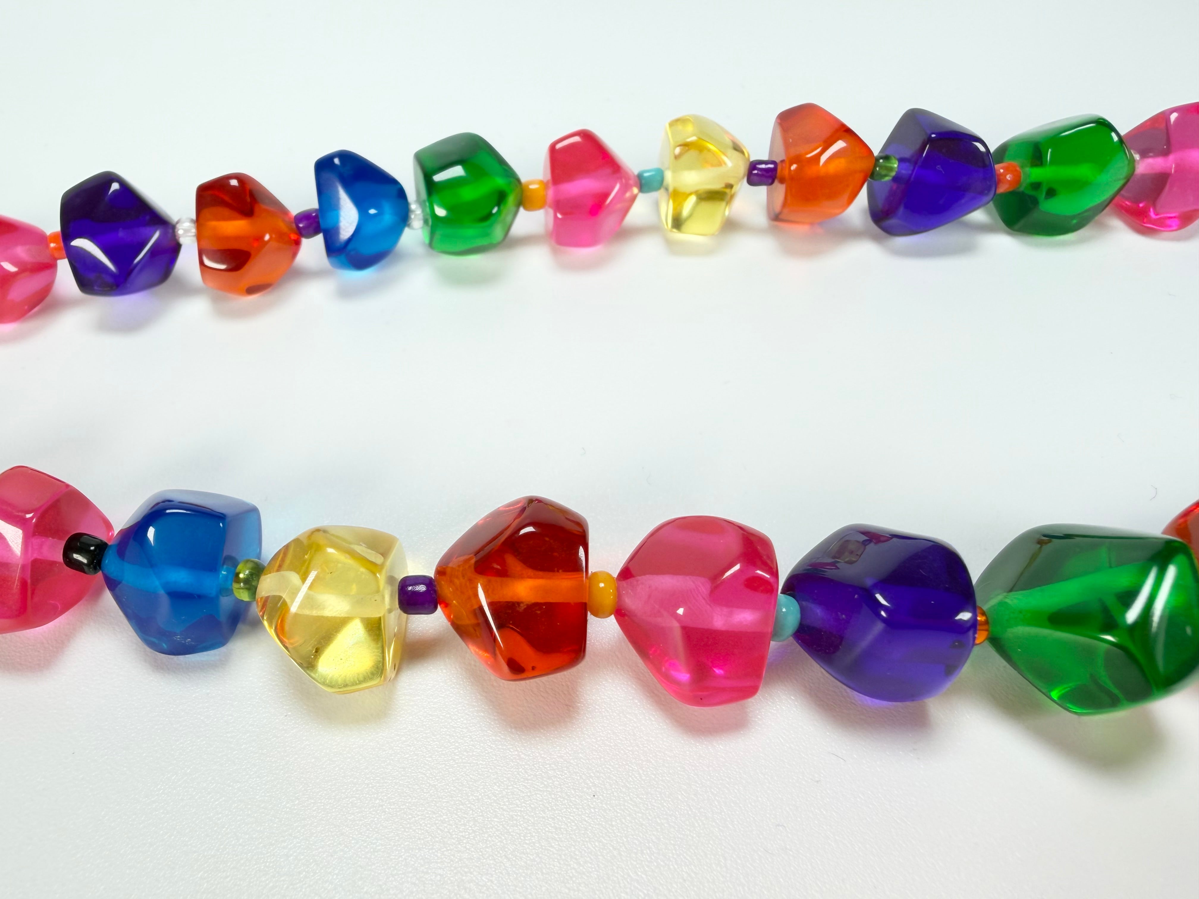 Jackie Brazil "Camille" Transparent Carnaval Mix Small Stones 110cm Necklace ( N0078 )