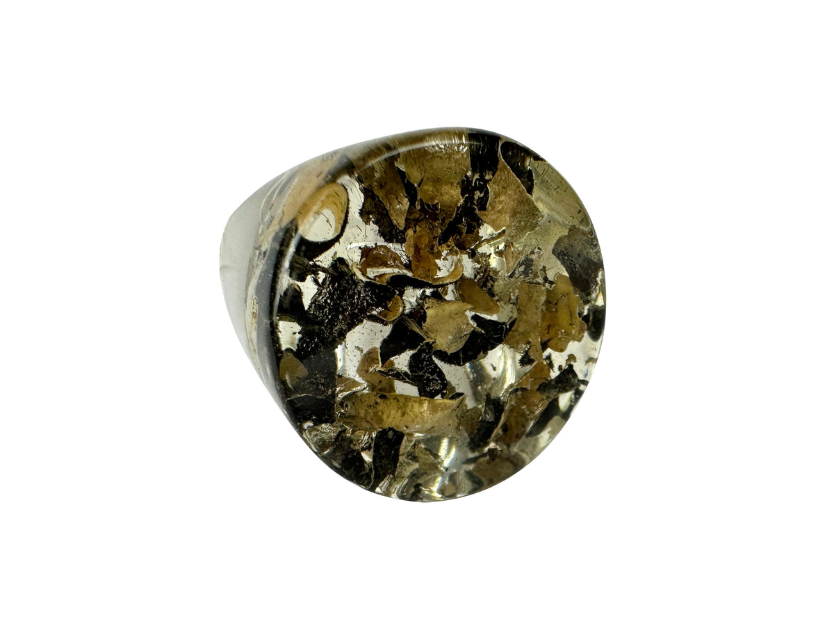 Jackie Brazil "Stomp" Large Round Seaweed Resin Ring ( R0360 ) Size UK O / US 7