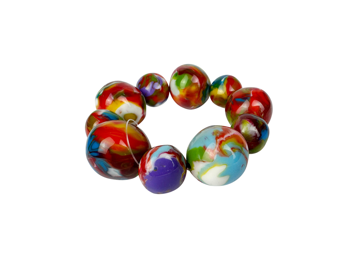 Jackie Brazil "Pebbles On Elastic" Kandinsky Resin Bracelet ( B2693 )