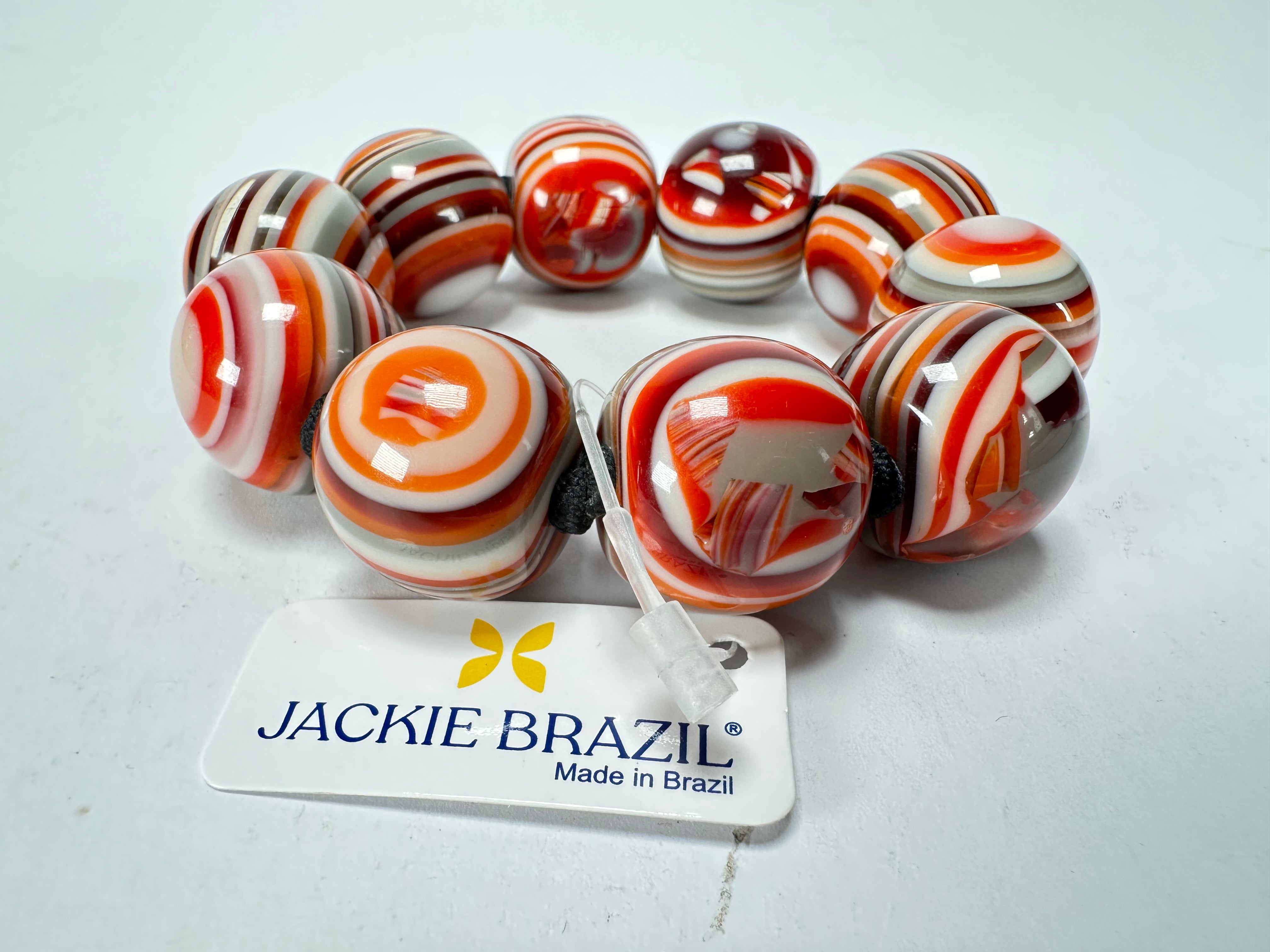 Jackie Brazil "Cat Eyes" Liquorice Allsorts Balls Resin Bracelet ( B0885 )