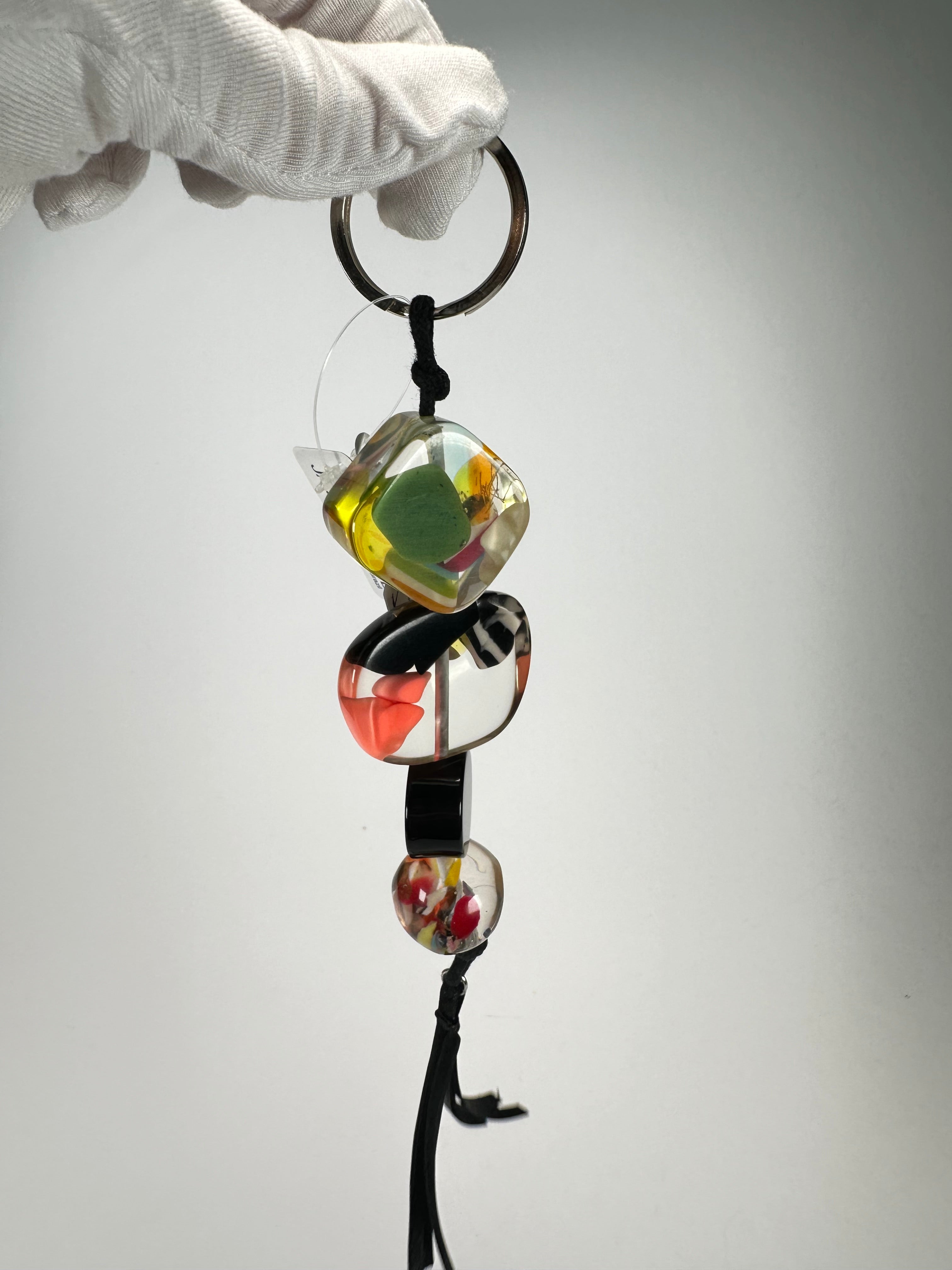 Jackie Brazil "Black & Cascade" Mix Beads Resin Keyring ( K0179 )