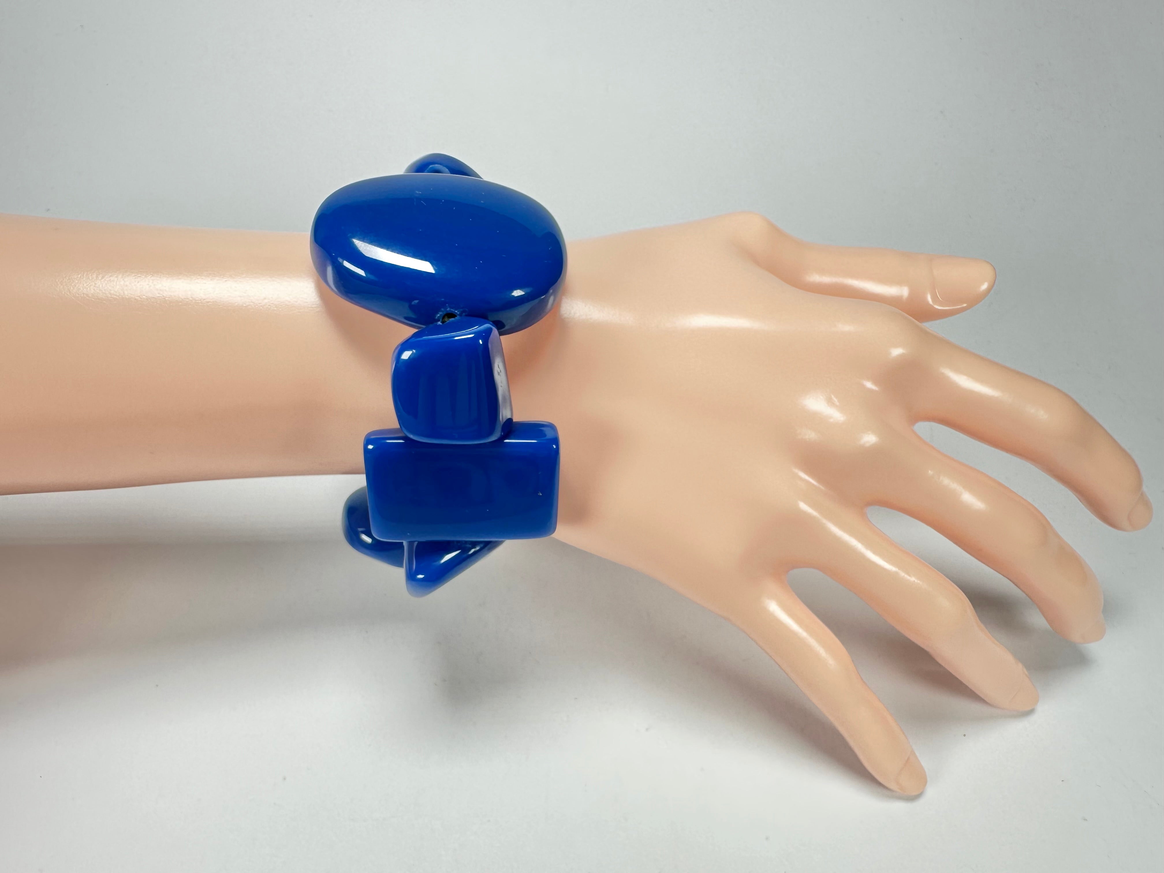 Jackie Brazil "Indiana" Royal Blue Multi Bead Resin Bracelet ( B0210 )