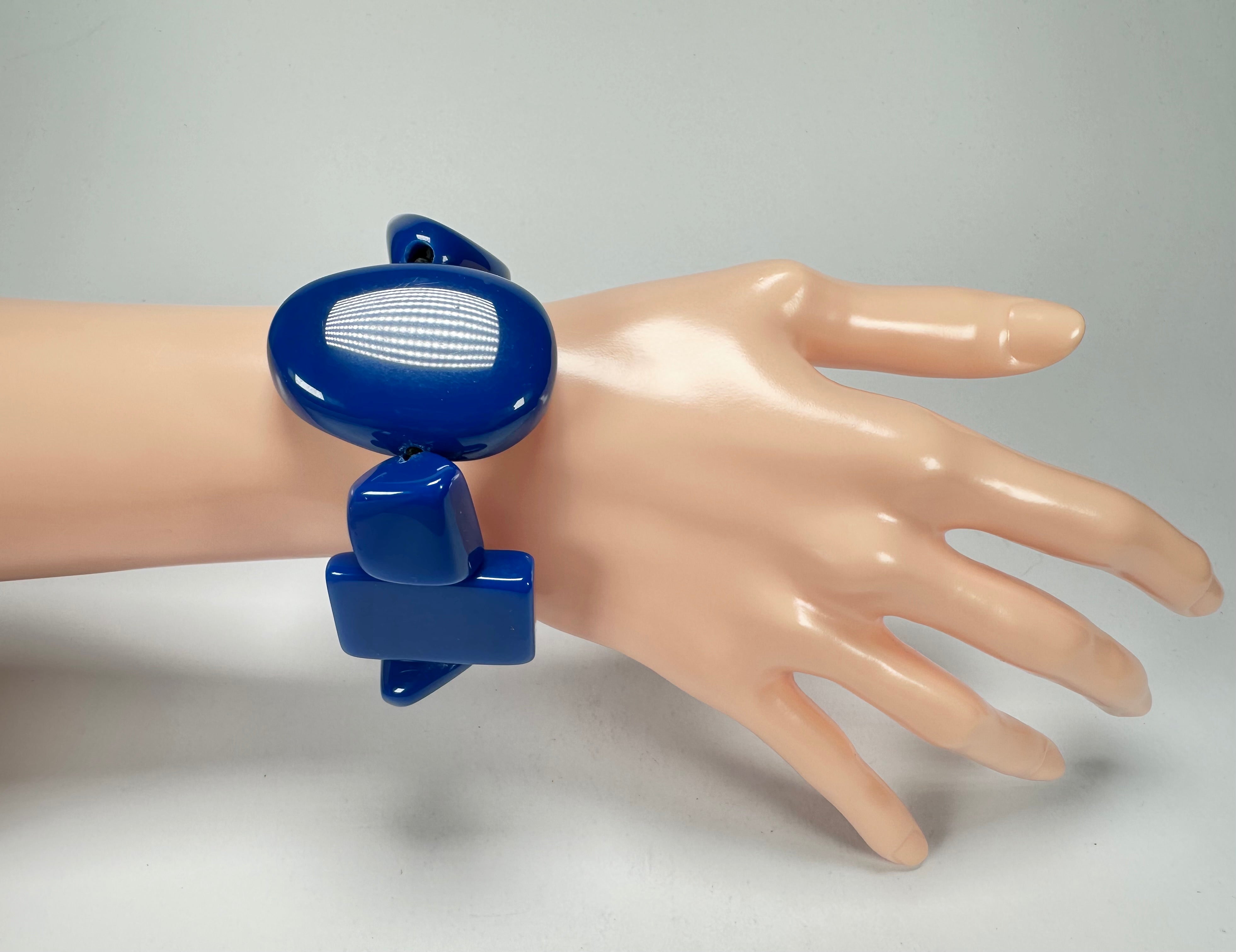 Jackie Brazil "Indiana" Royal Blue Multi Bead Resin Bracelet ( B0210 )