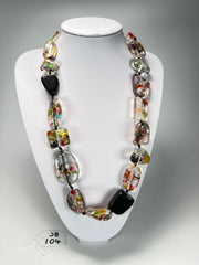 Jackie Brazil "Indiana" Black & Cascade Multi-Bead Medium Resin 70cm Necklace ( N0033 )