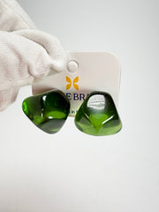 Jackie Brazil "Camille" Dark Green Transparent Abstract Resin Earrings ( E1053 )