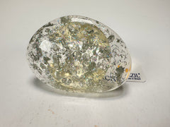 Jackie Brazil "Large Riverstone" Silver Flakes Flat Oval Ring ( R3625 ) Size UK-O / US-7
