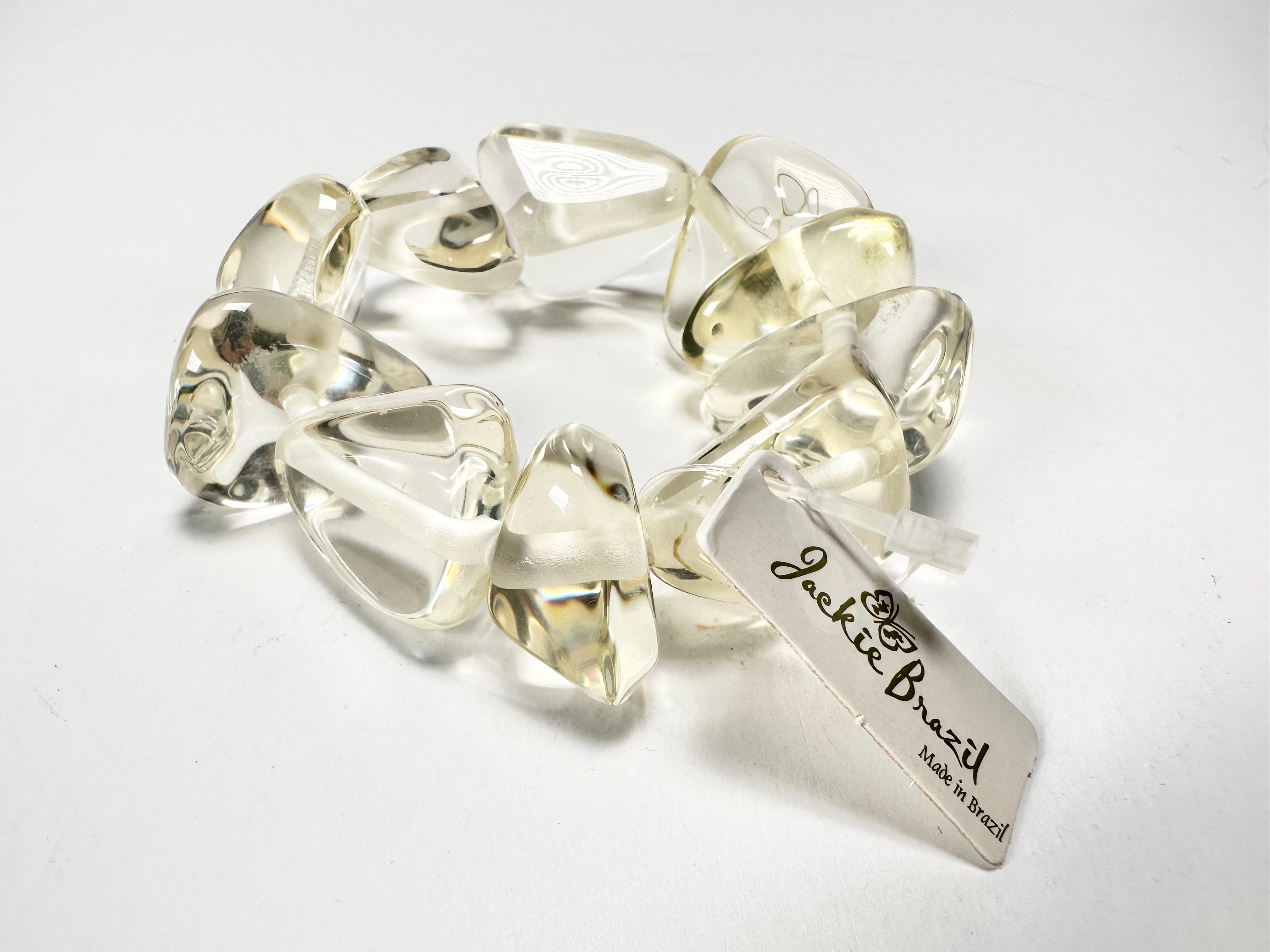 Jackie Brazil "Diamonds" Transparent Crystal Flintstone Bone Bracelet ( B0211 )