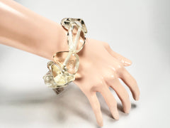 Jackie Brazil "Diamonds" Transparent Crystal Flintstone Bone Bracelet ( B0211 )
