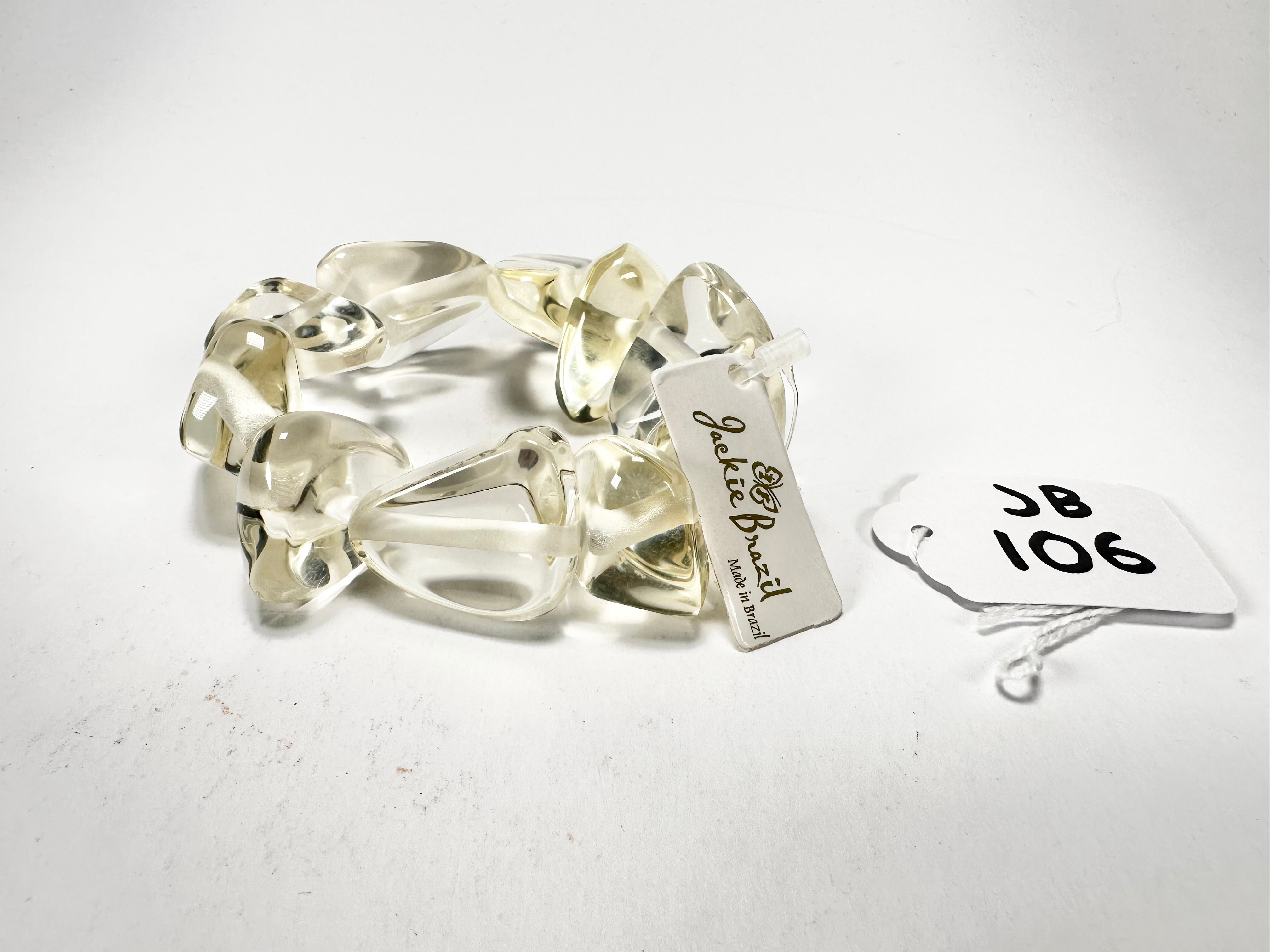 Jackie Brazil "Diamonds" Transparent Crystal Flintstone Bone Bracelet ( B0211 )