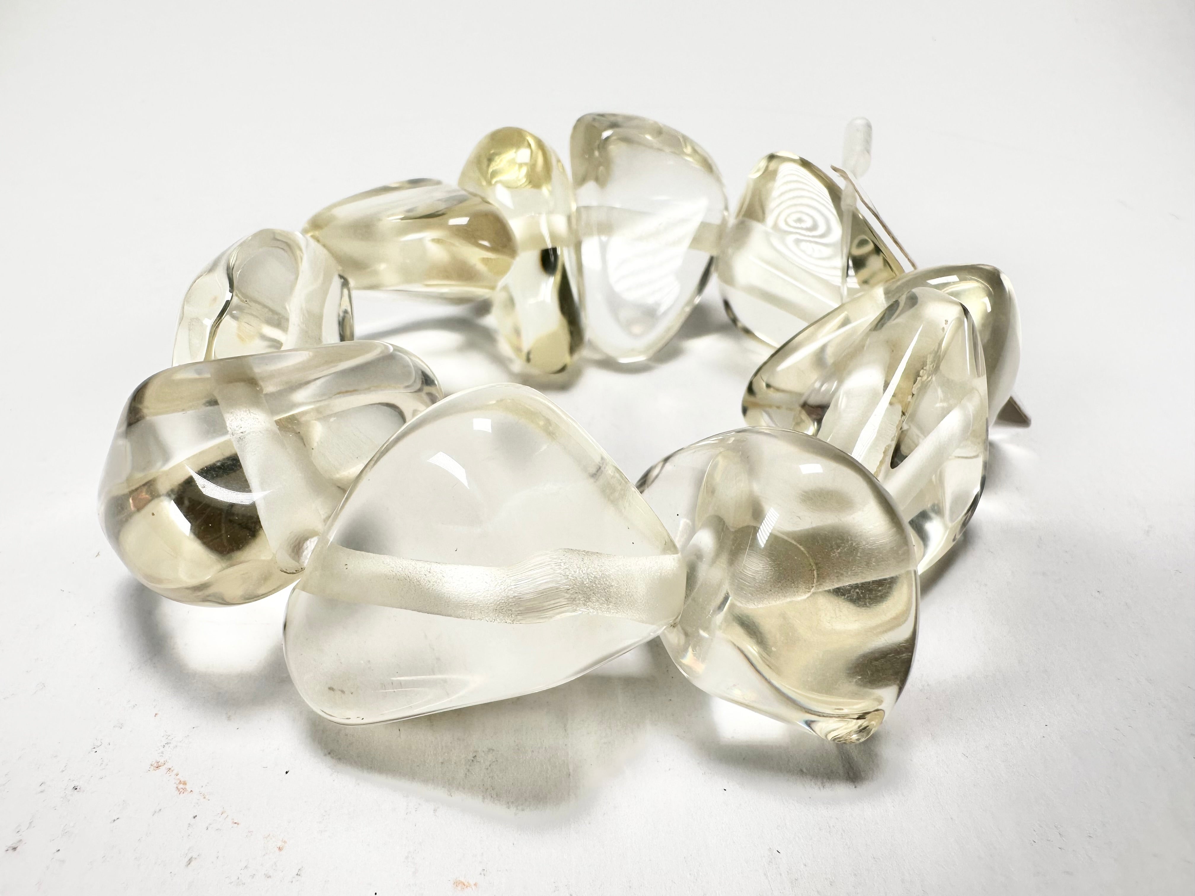 Jackie Brazil "Diamonds" Transparent Crystal Flintstone Bone Bracelet ( B0211 )