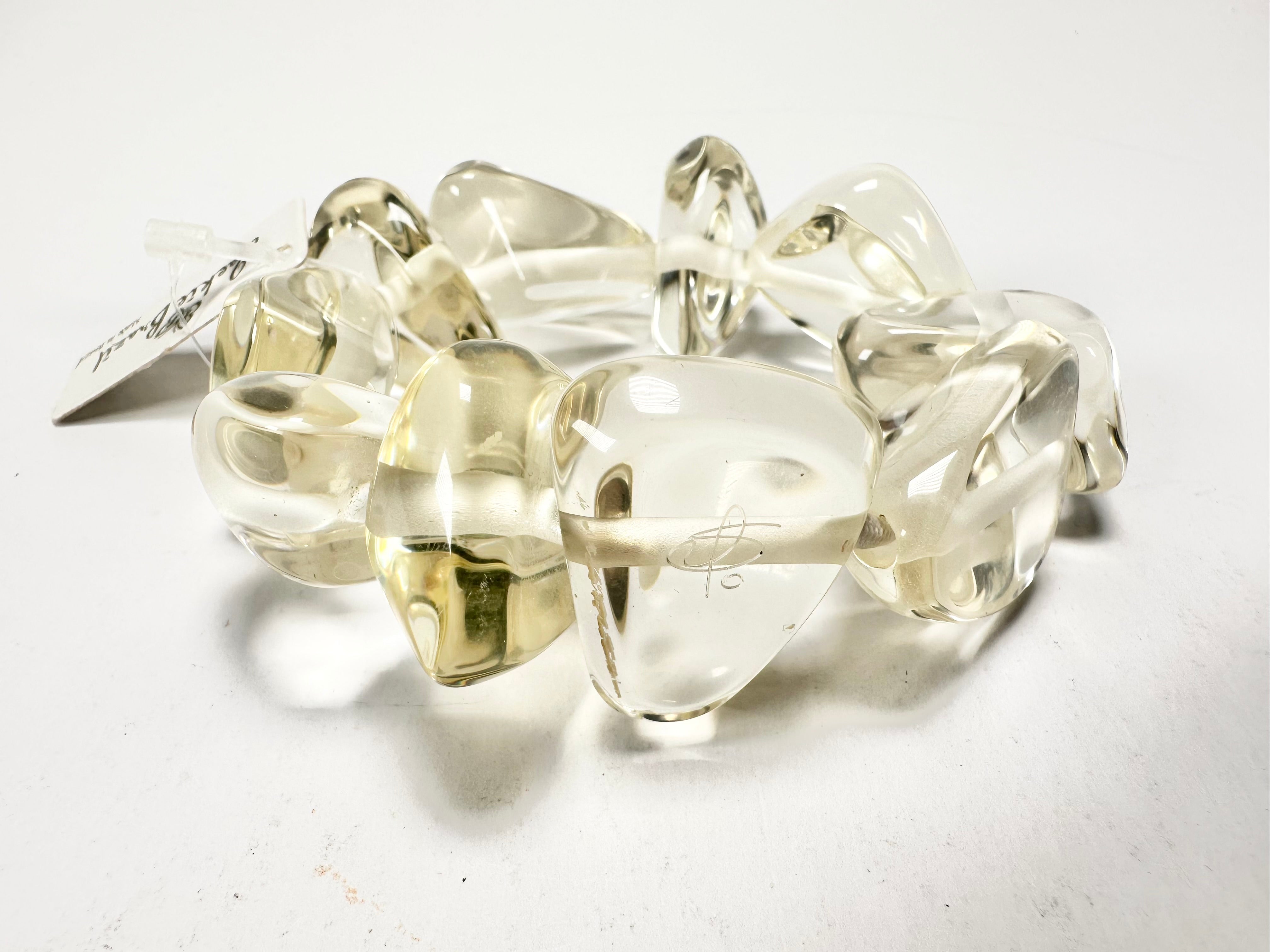 Jackie Brazil "Diamonds" Transparent Crystal Flintstone Bone Bracelet ( B0211 )