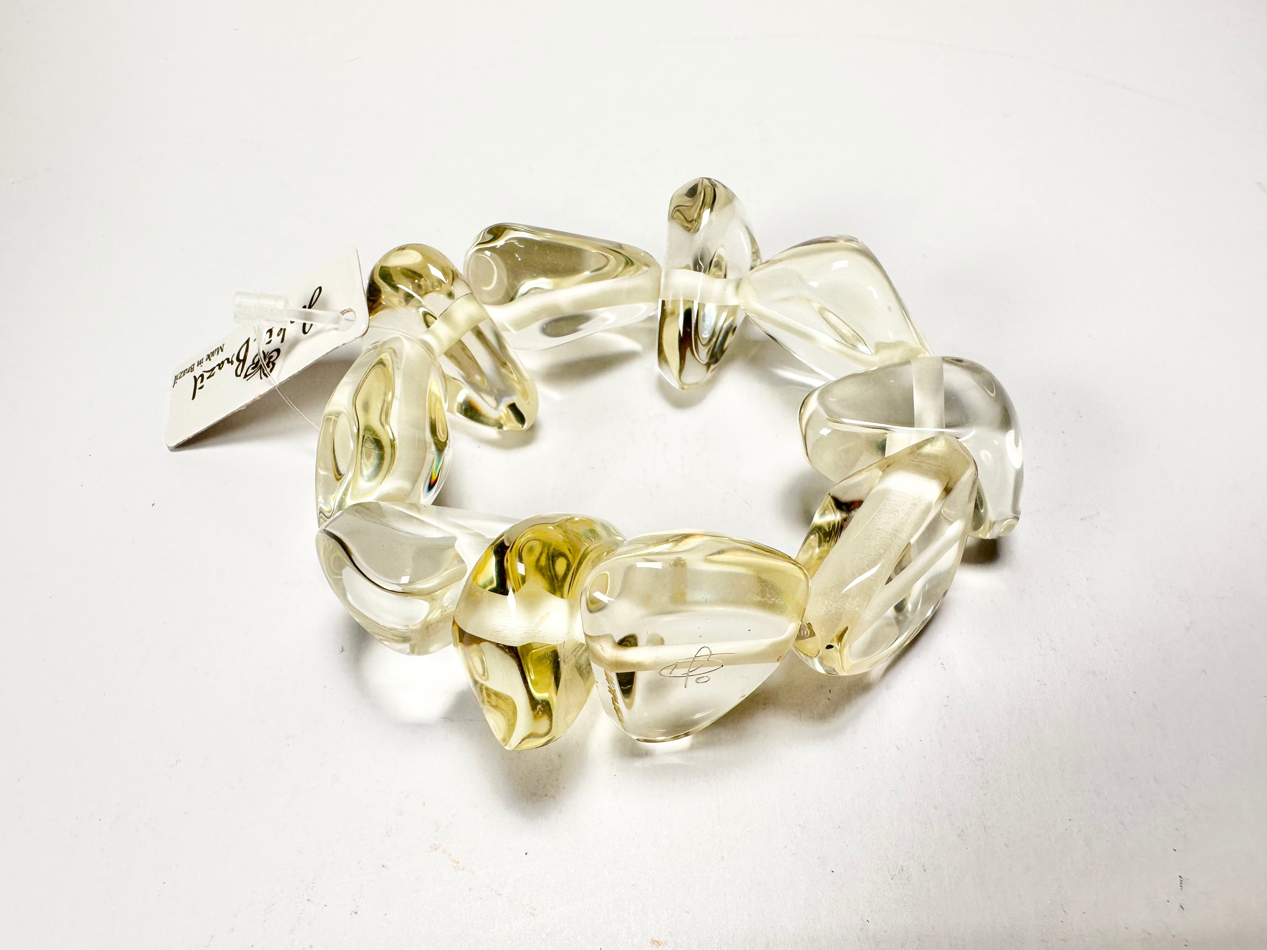 Jackie Brazil "Diamonds" Transparent Crystal Flintstone Bone Bracelet ( B0211 )