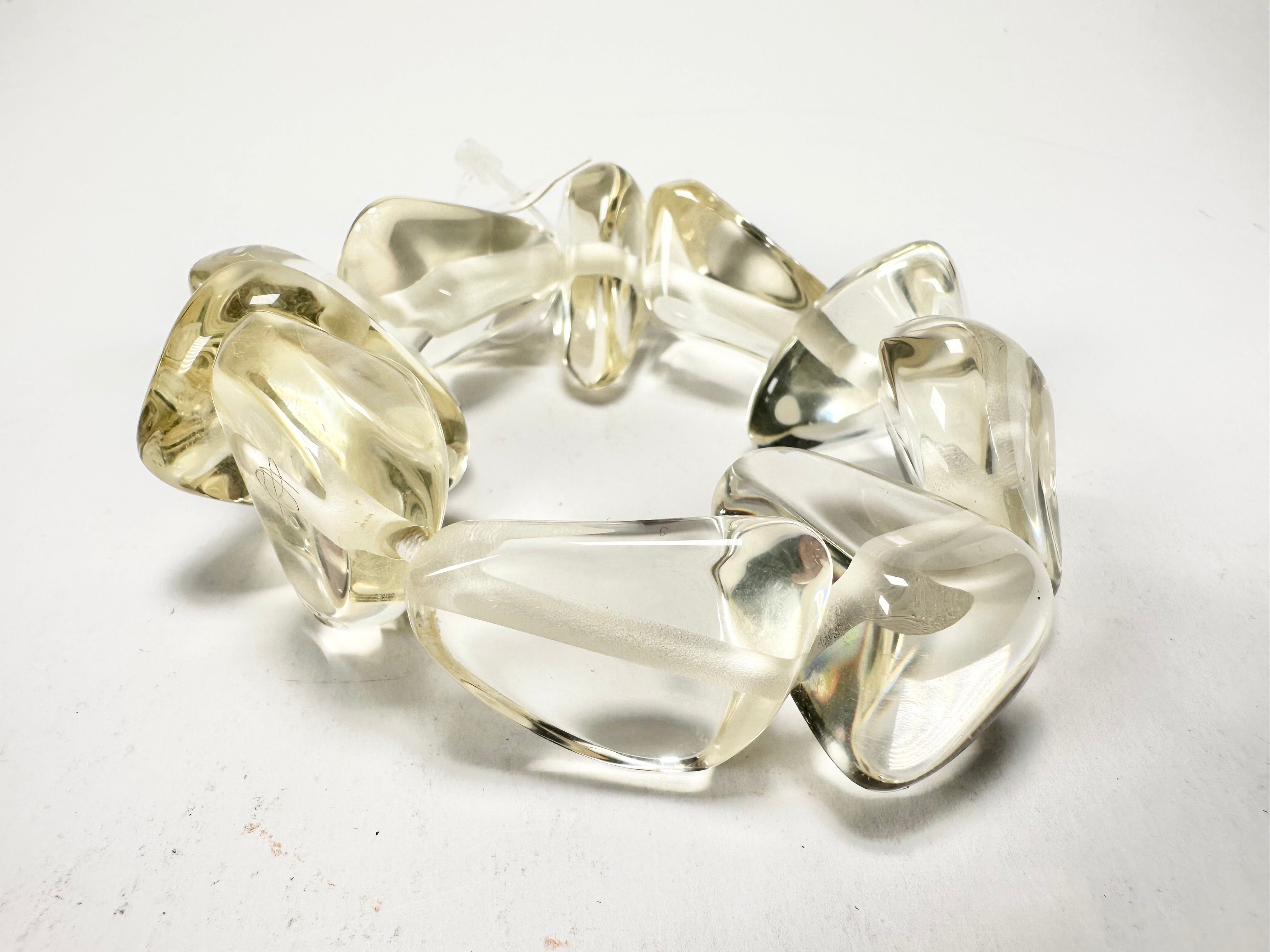 Jackie Brazil "Diamonds" Transparent Crystal Flintstone Bone Bracelet ( B0211 )