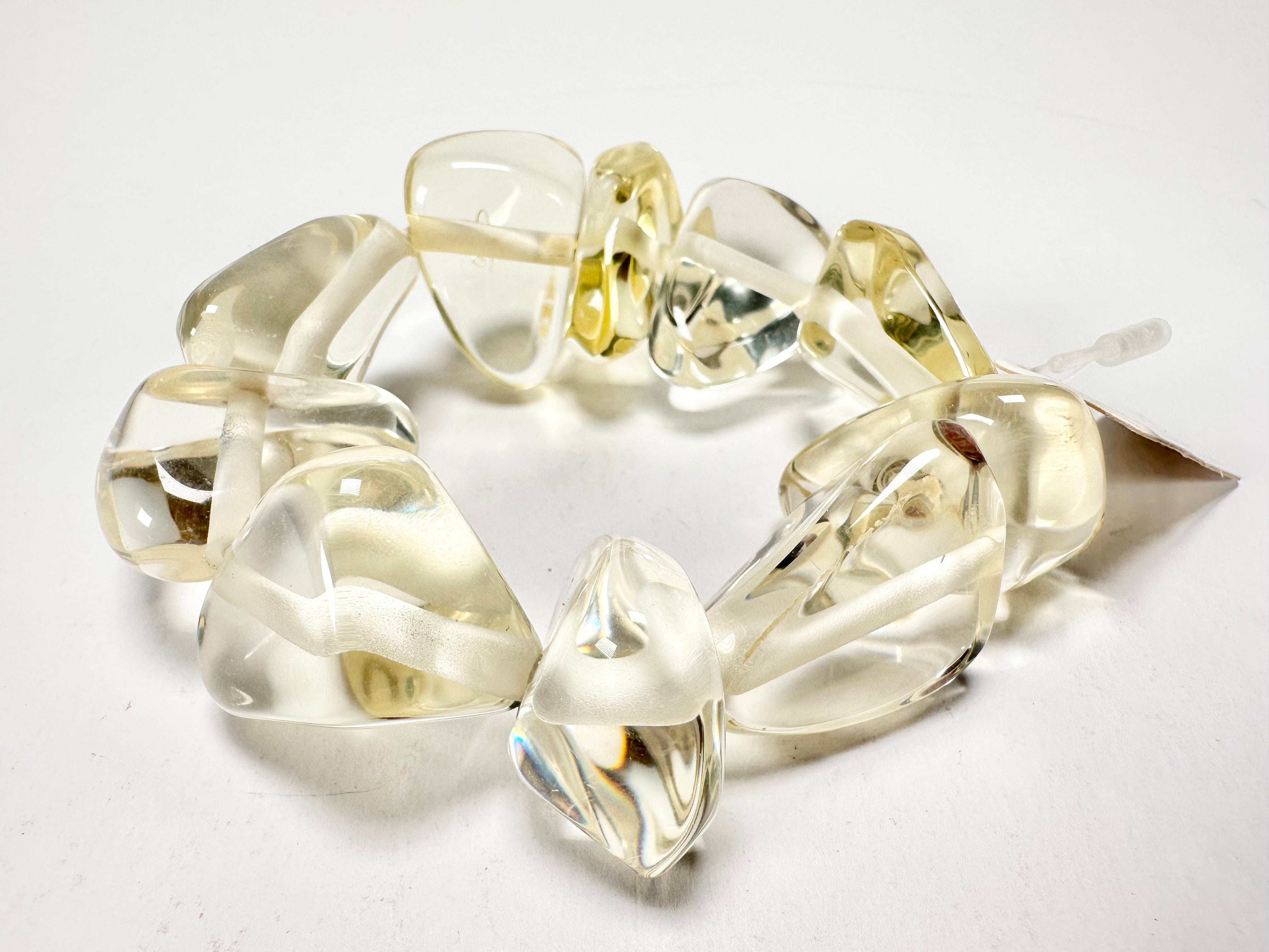 Jackie Brazil "Diamonds" Transparent Crystal Flintstone Bone Bracelet ( B0211 )