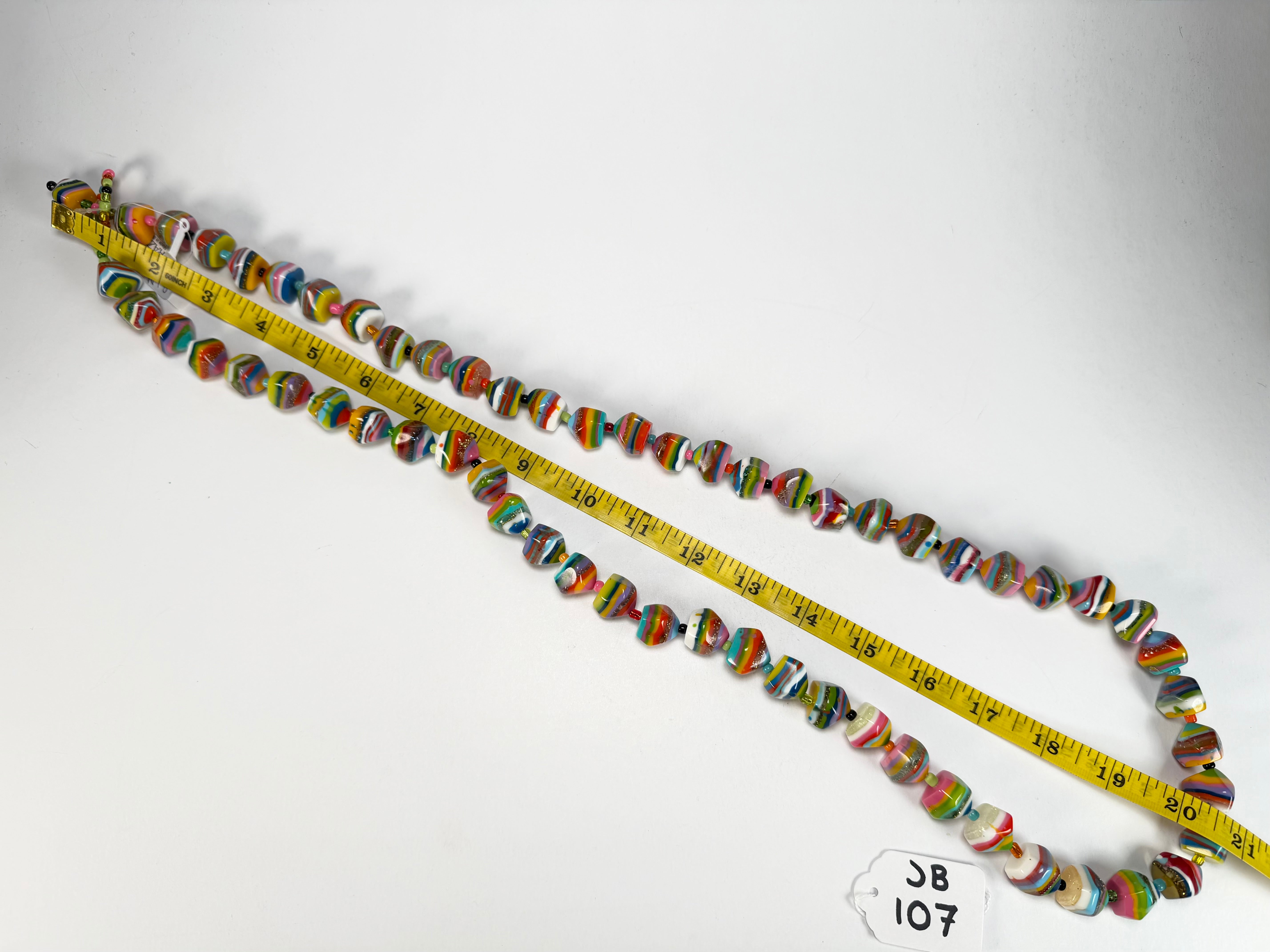 Jackie Brazil "Camille" Liquorice Stripes x Kandinsky Small Stones 110cm Necklace ( N0078 )