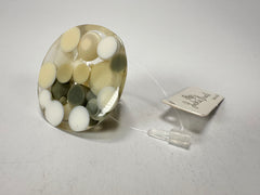 Jackie Brazil "Acrobatic" Flat Round Petite Cream Mix Balls Spots Resin Ring ( R2536 ) Size UK O / US 7.5
