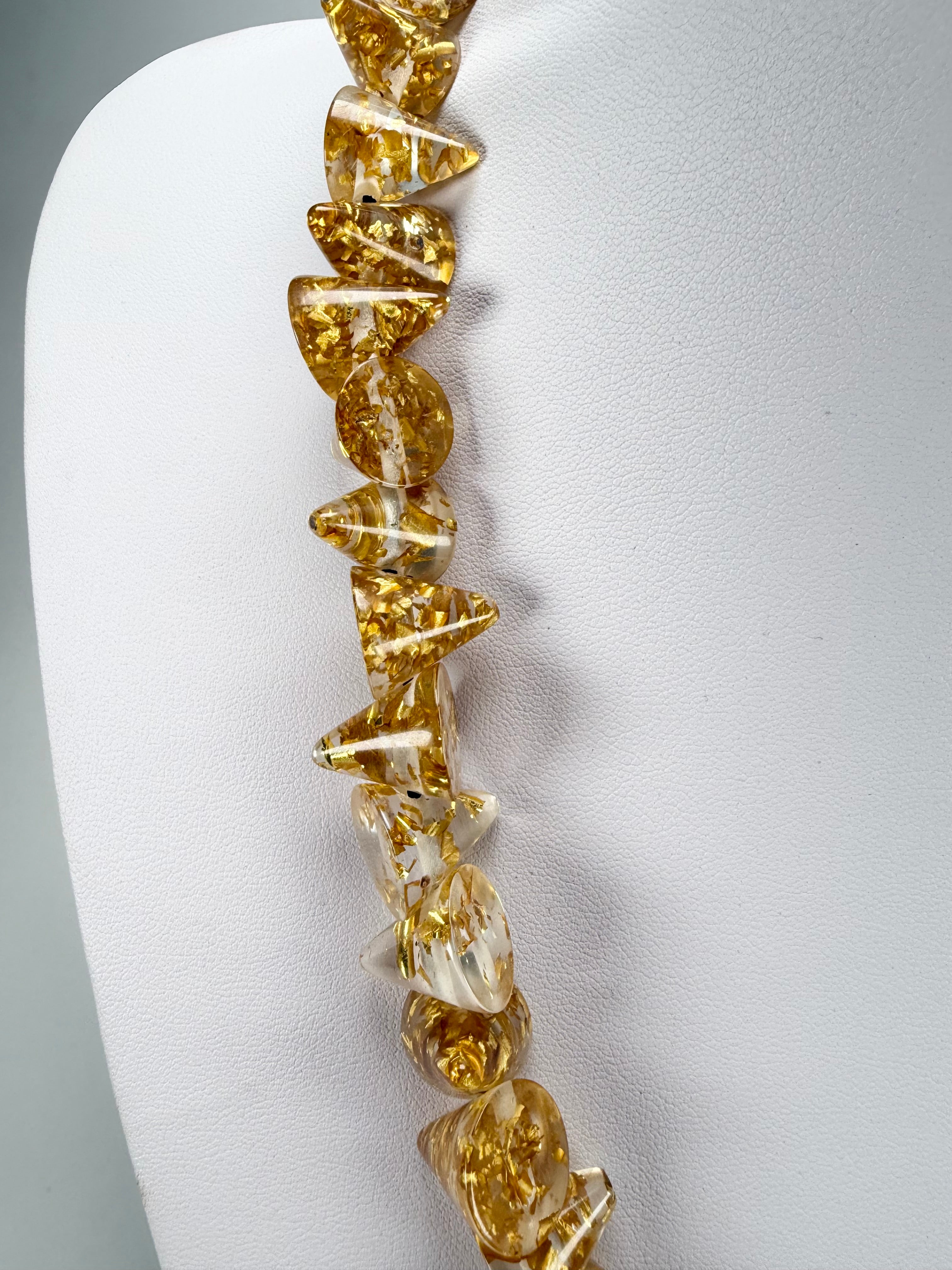 Jackie Brazil "Corina" Small Cones Gold Flakes 55cm Necklace ( N0058 )