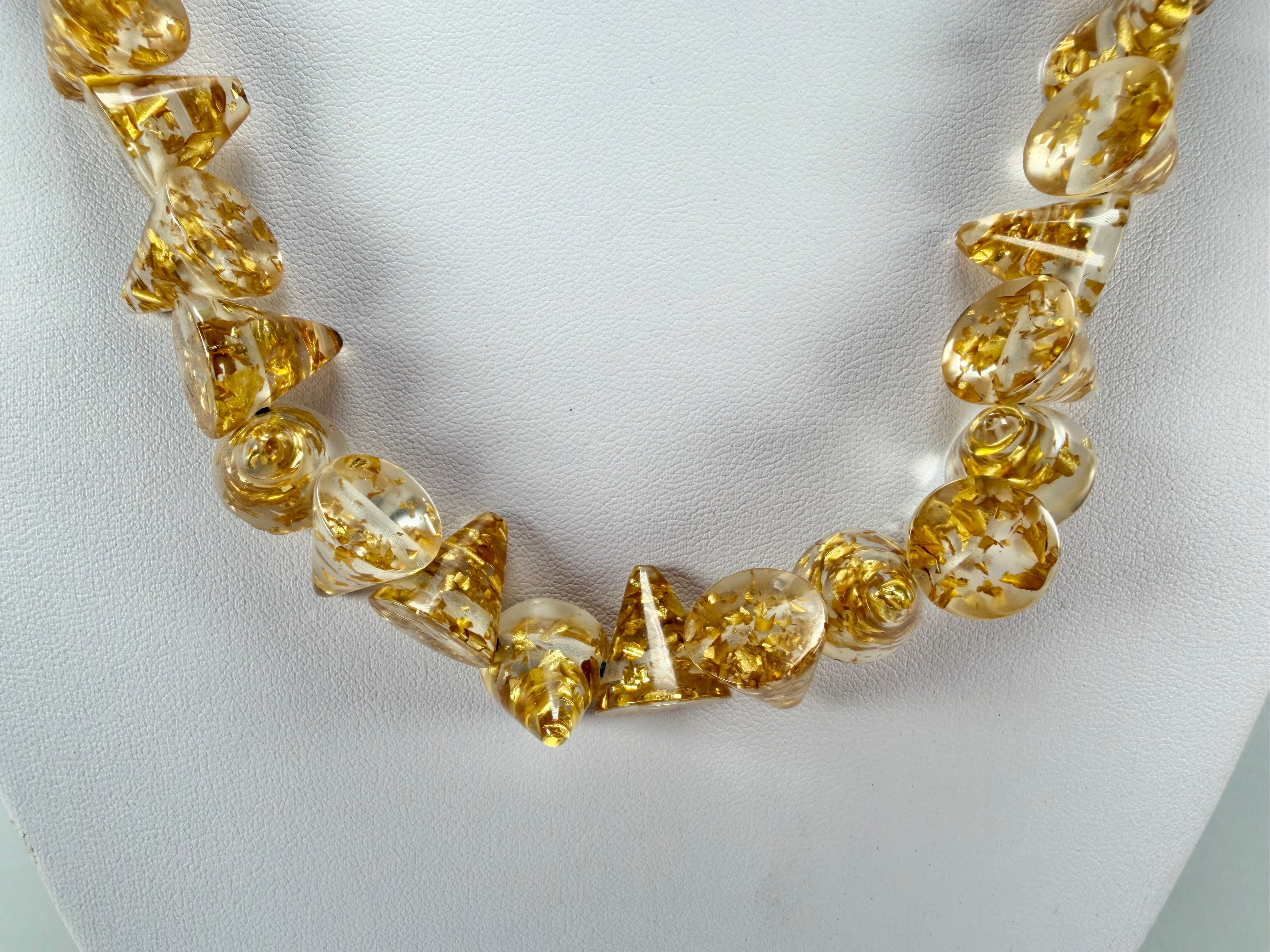 Jackie Brazil "Corina" Small Cones Gold Flakes 55cm Necklace ( N0058 )