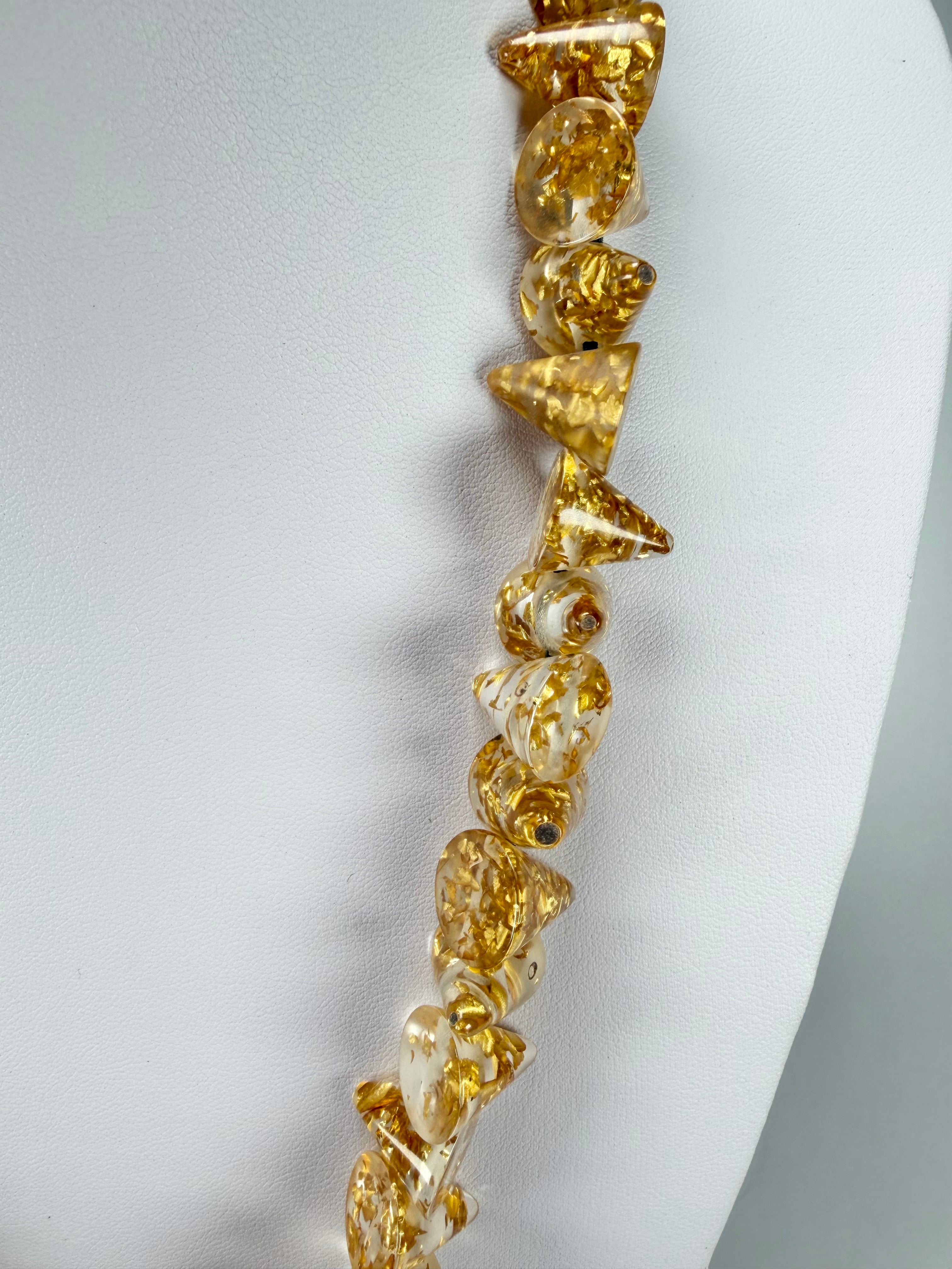 Jackie Brazil "Corina" Small Cones Gold Flakes 55cm Necklace ( N0058 )