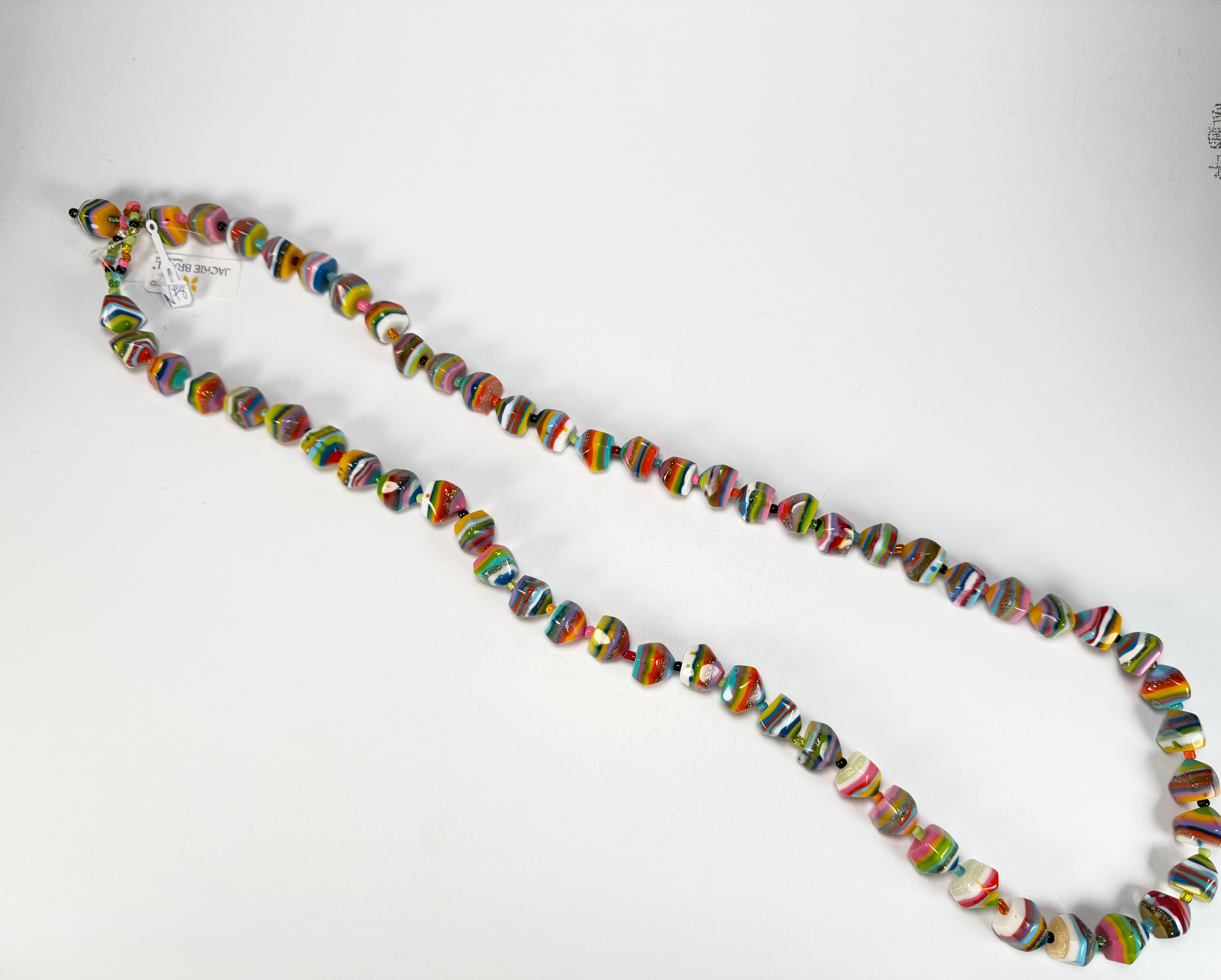 Jackie Brazil "Camille" Liquorice Stripes x Kandinsky Small Stones 110cm Necklace ( N0078 )