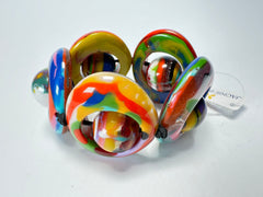 Jackie Brazil "Saturn" Kandinsky Disc & Ball Elastic Bracelet ( B0052 )