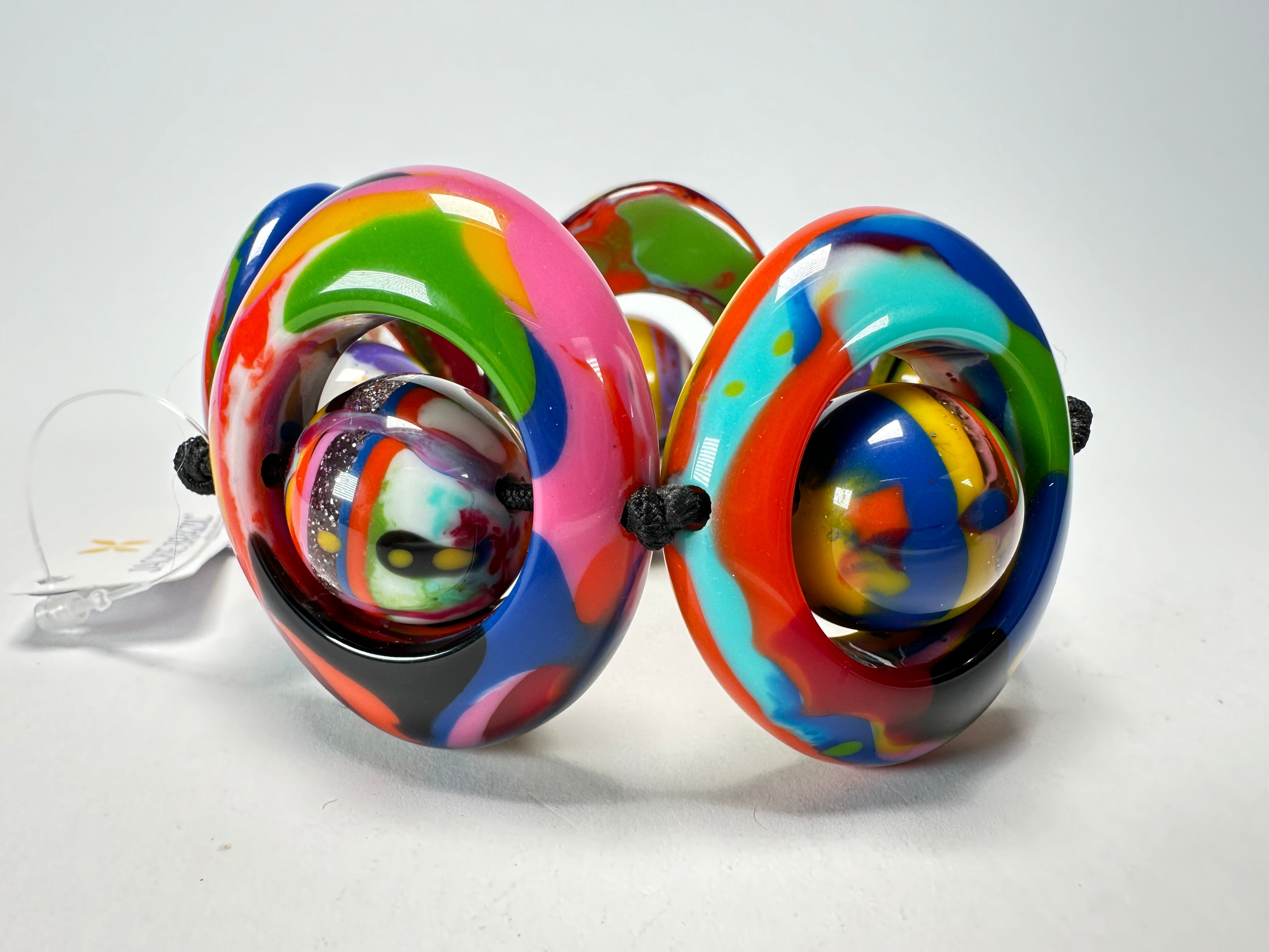 Jackie Brazil "Saturn" Kandinsky Disc & Ball Elastic Bracelet ( B0052 )