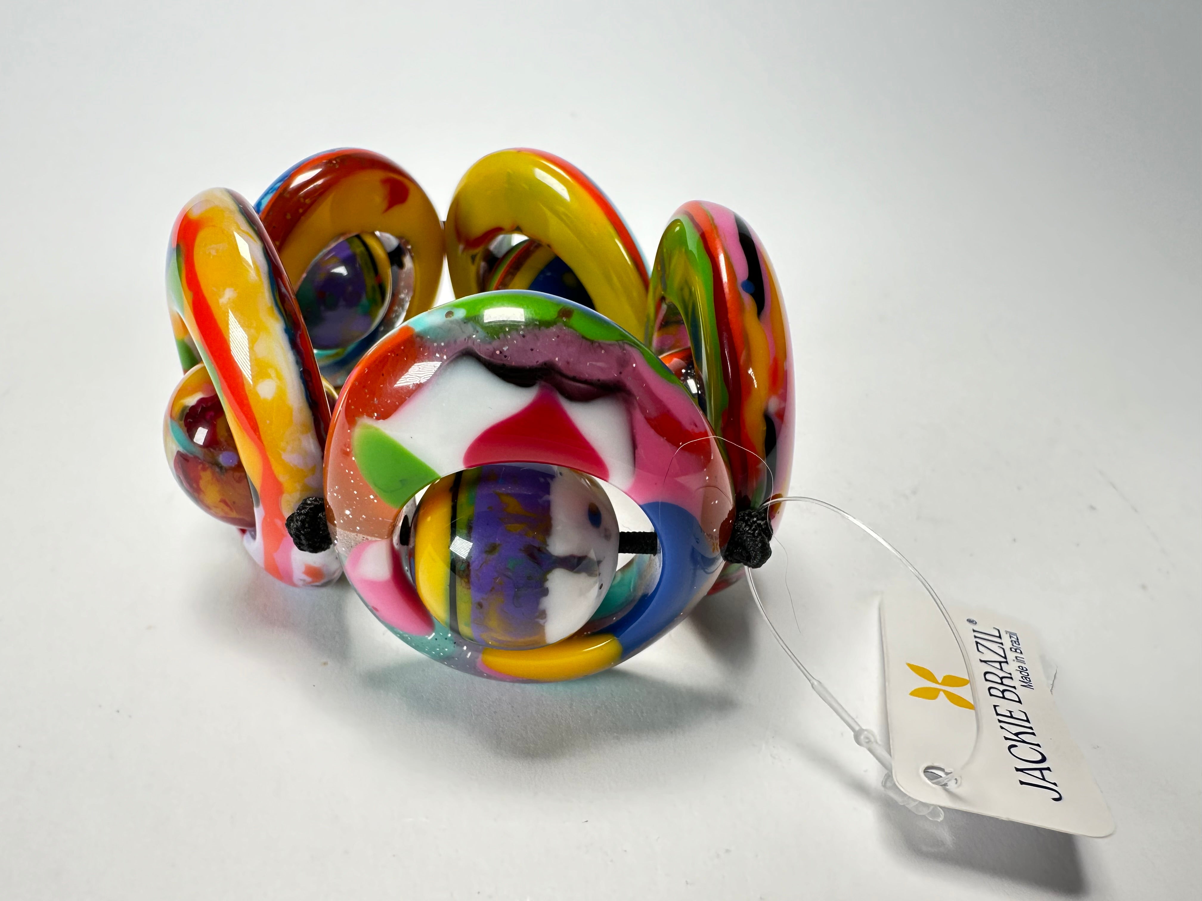 Jackie Brazil "Saturn" Kandinsky Disc & Ball Elastic Bracelet ( B0052 )