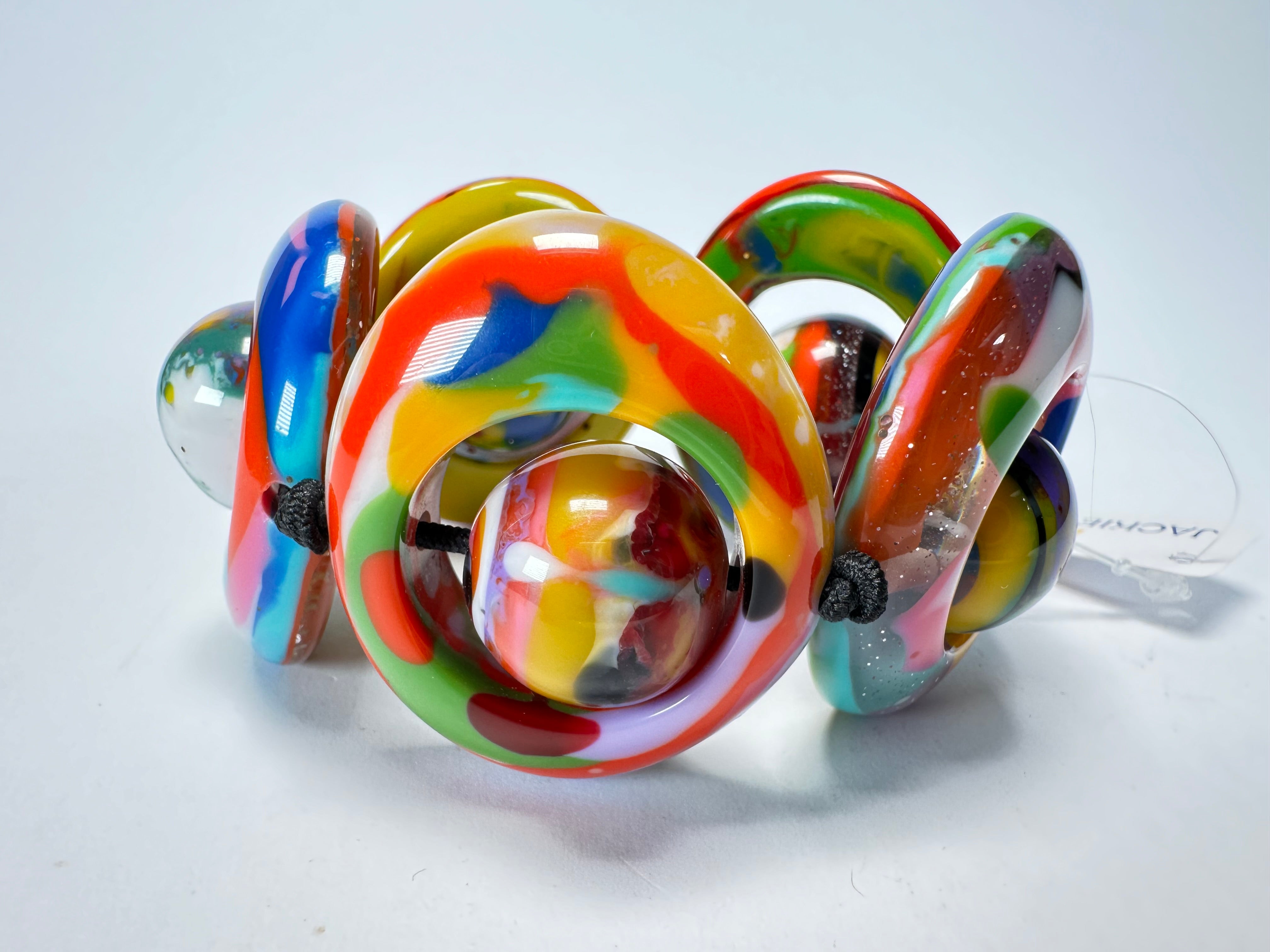 Jackie Brazil "Saturn" Kandinsky Disc & Ball Elastic Bracelet ( B0052 )