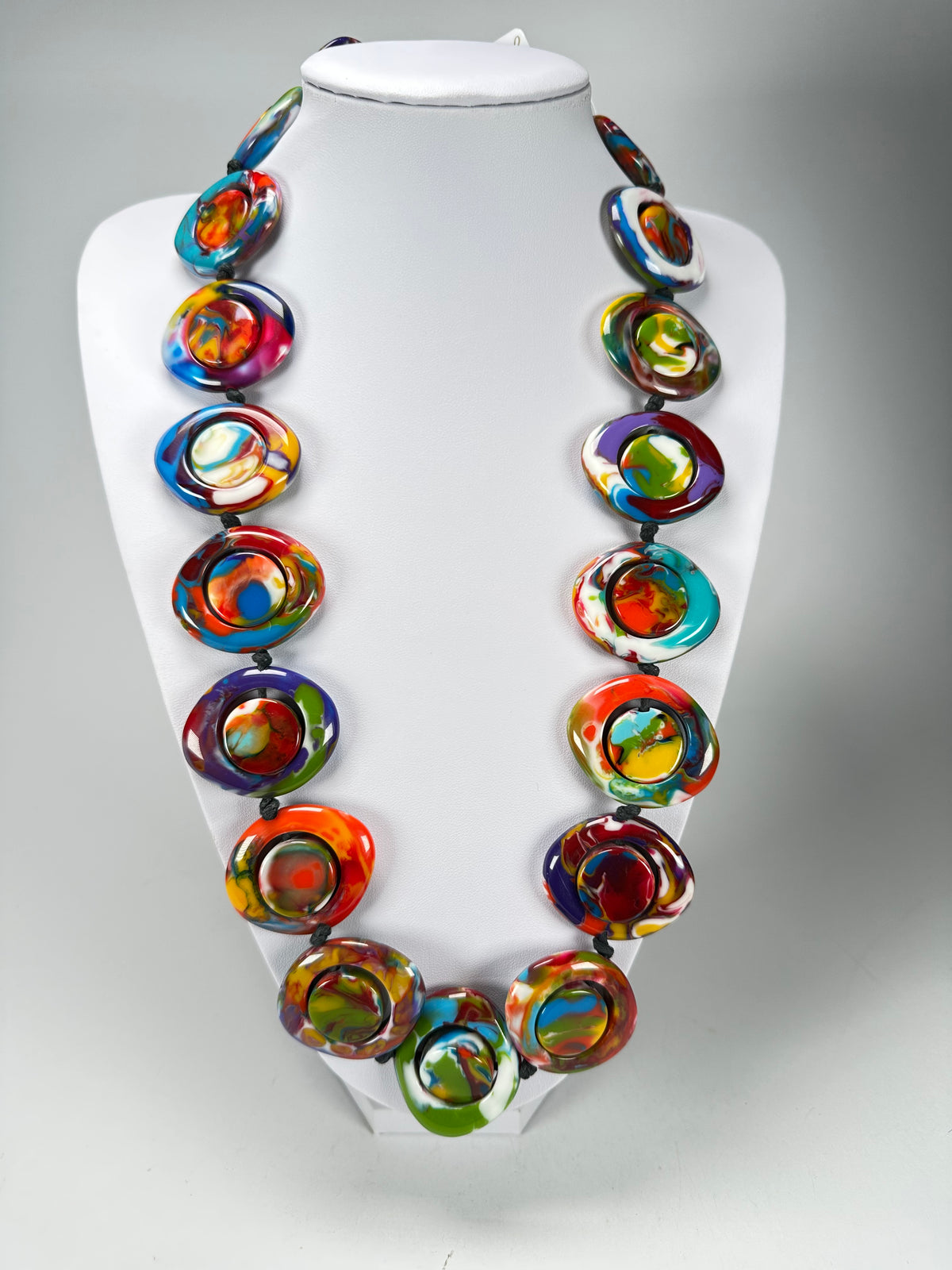 Jackie Brazil "Saturn" Kandinsky Disc & Cylinder Long 75cm Necklace ( N0065 )